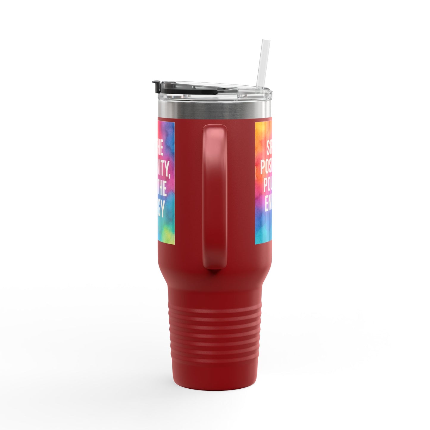 Vibrant Insulated Travel Mug | Sip the Positivity Mug, Hot Beverage Cup, Custom Drink Container, Colorful Tumblers, Travel Coffee Cup