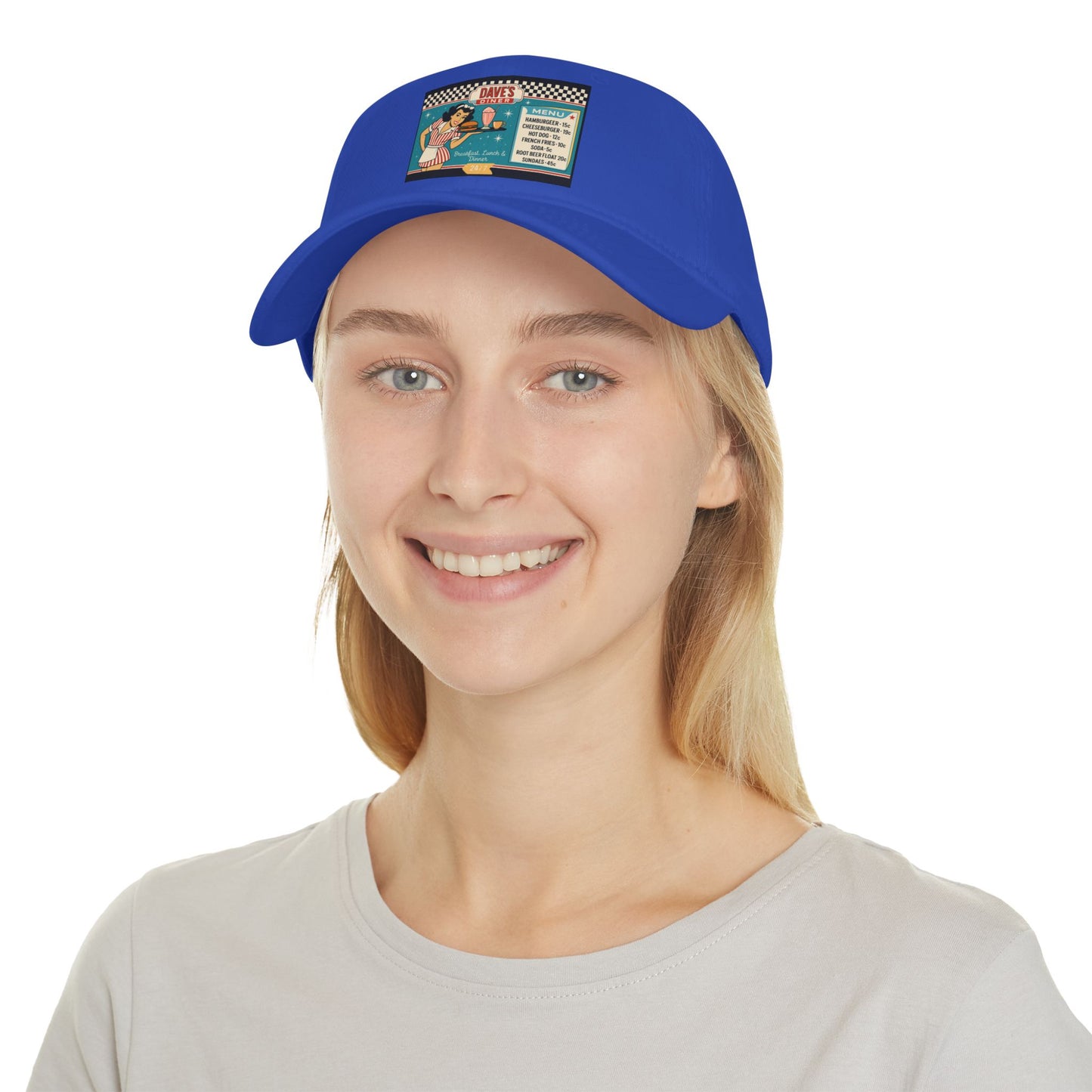 Retro Diner Low Profile Baseball Cap | Vintage Style Cap, Unisex Gift, Casual Headwear, Fun Accessory, Summer Vibes