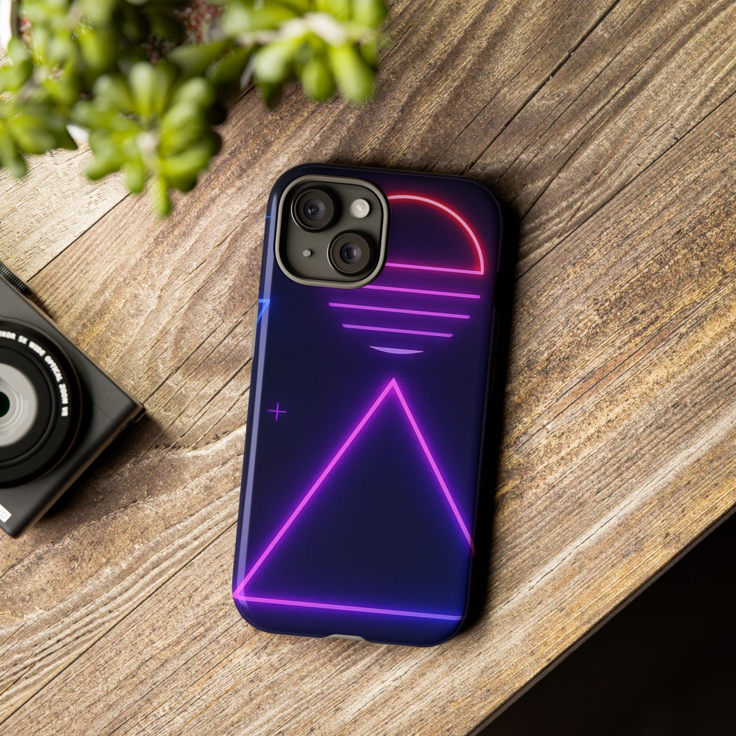 Retro Neon Phone Case, Tough Cases for iPhone, 80s Aesthetic Phone Cover, Abstract Neon Design, Gift for Tech Lovers