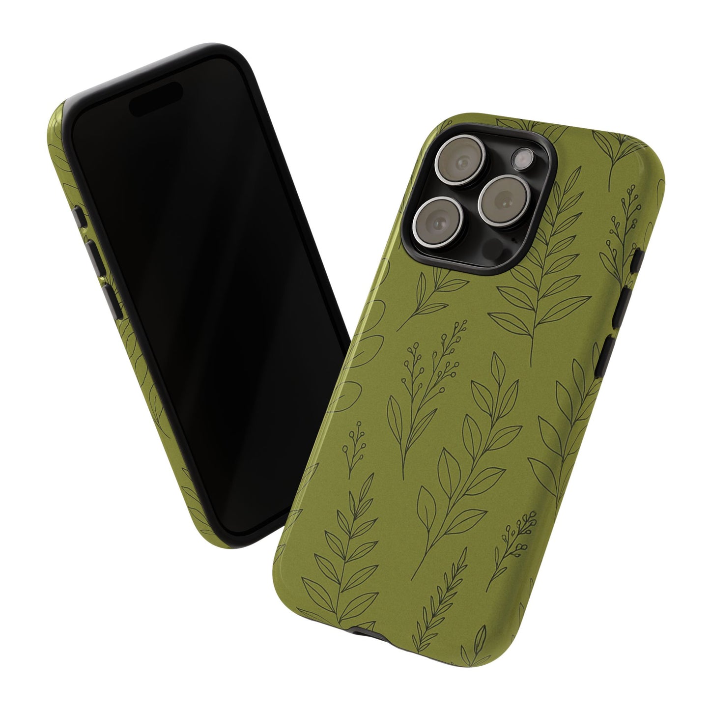 Stylish Phone Case, Botanical Design, Tough Phone Cover, Green Floral Case, Nature Inspired Gift, Eco-Friendly Accessory