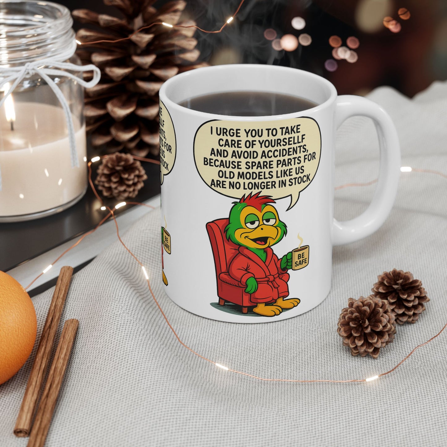 Funny Ceramic Mug with Quirky Cartoon, Coffee Cup, Gift for Friends, Humor Mug, Birthday Present, Unique Gift