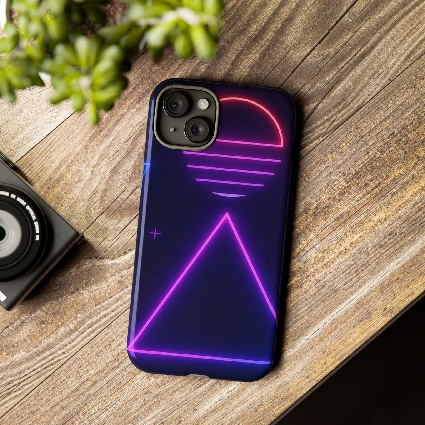 Retro Neon Phone Case, Tough Cases for iPhone, 80s Aesthetic Phone Cover, Abstract Neon Design, Gift for Tech Lovers