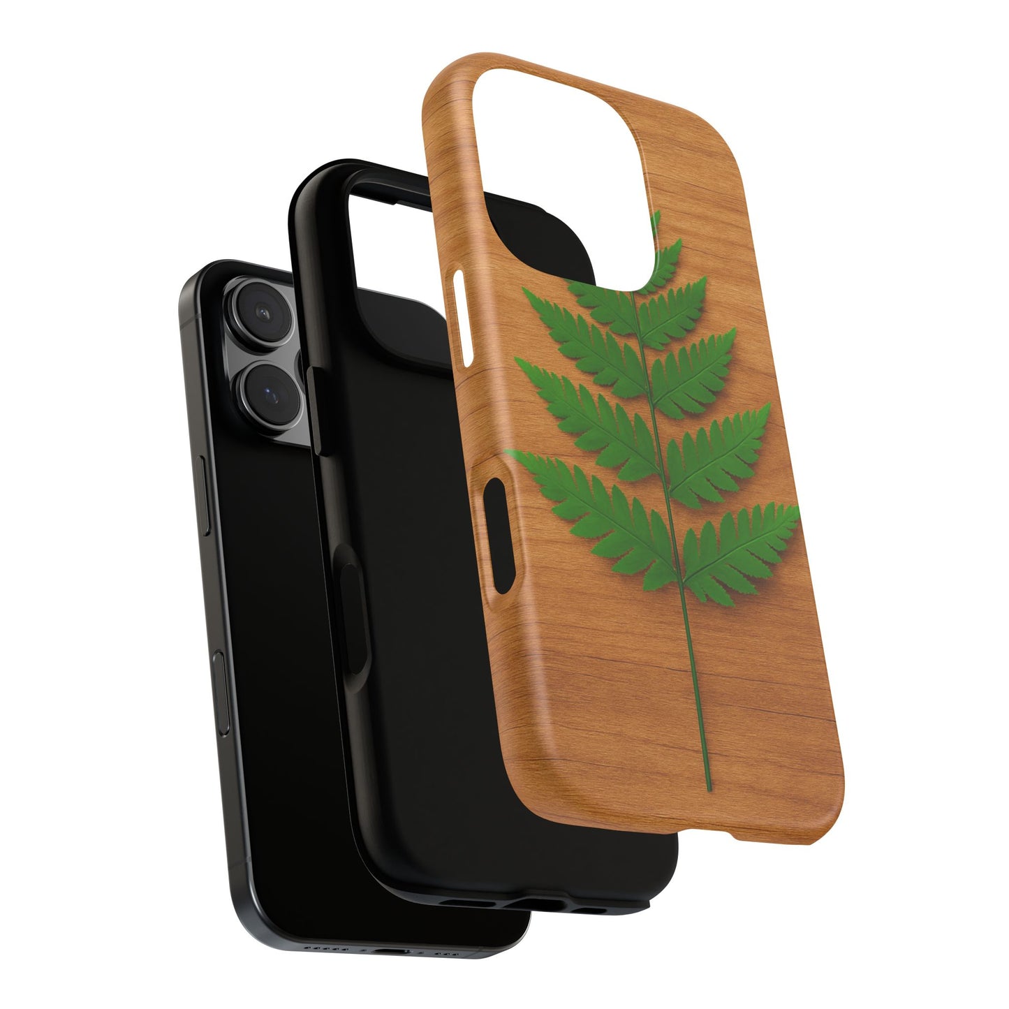Wooden Fern Phone Case - Eco-Friendly Tough Cases for Nature Lovers, Unique Gift, Customizable Design, Nature-Themed Accessories