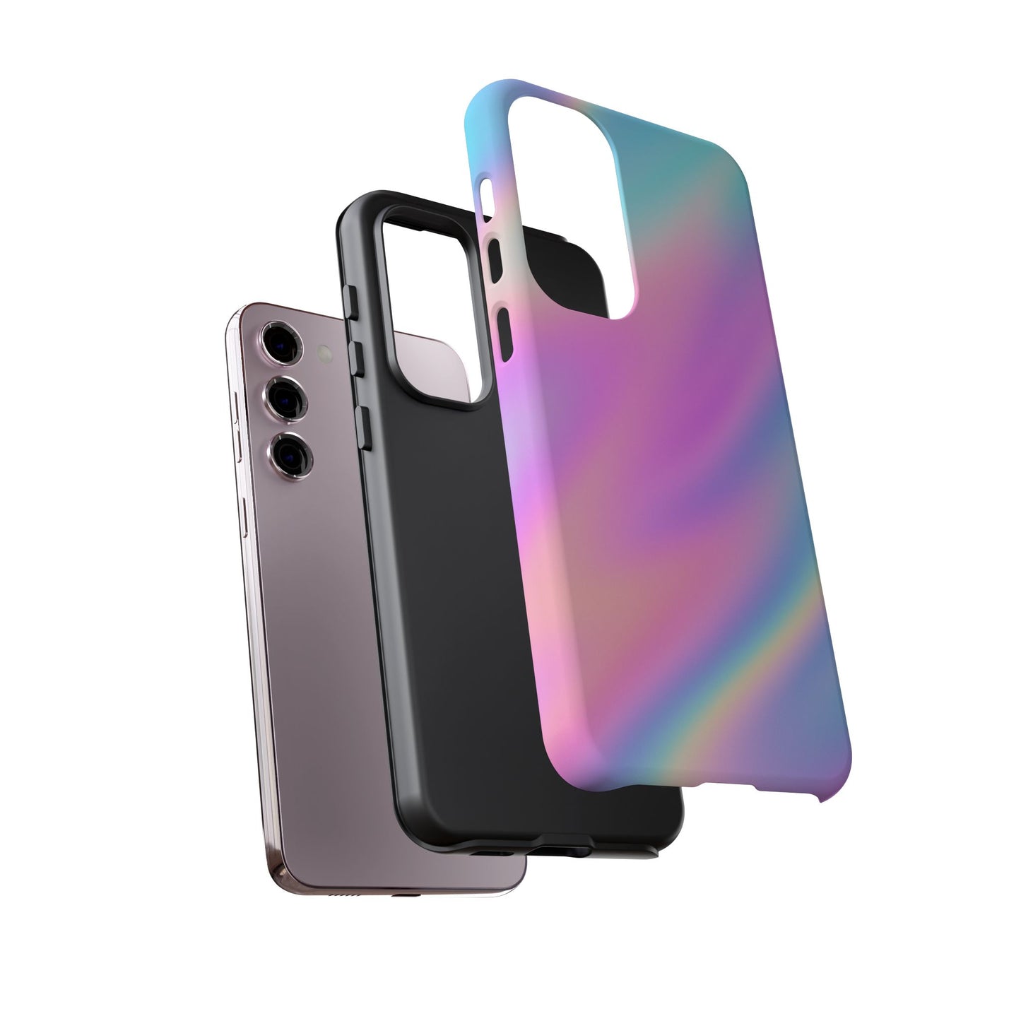 Colorful Holographic Phone Case, Tough Cases for iPhone, Trendy Phone Cover, Unique Gift for Her, Pastel Phone Accessory