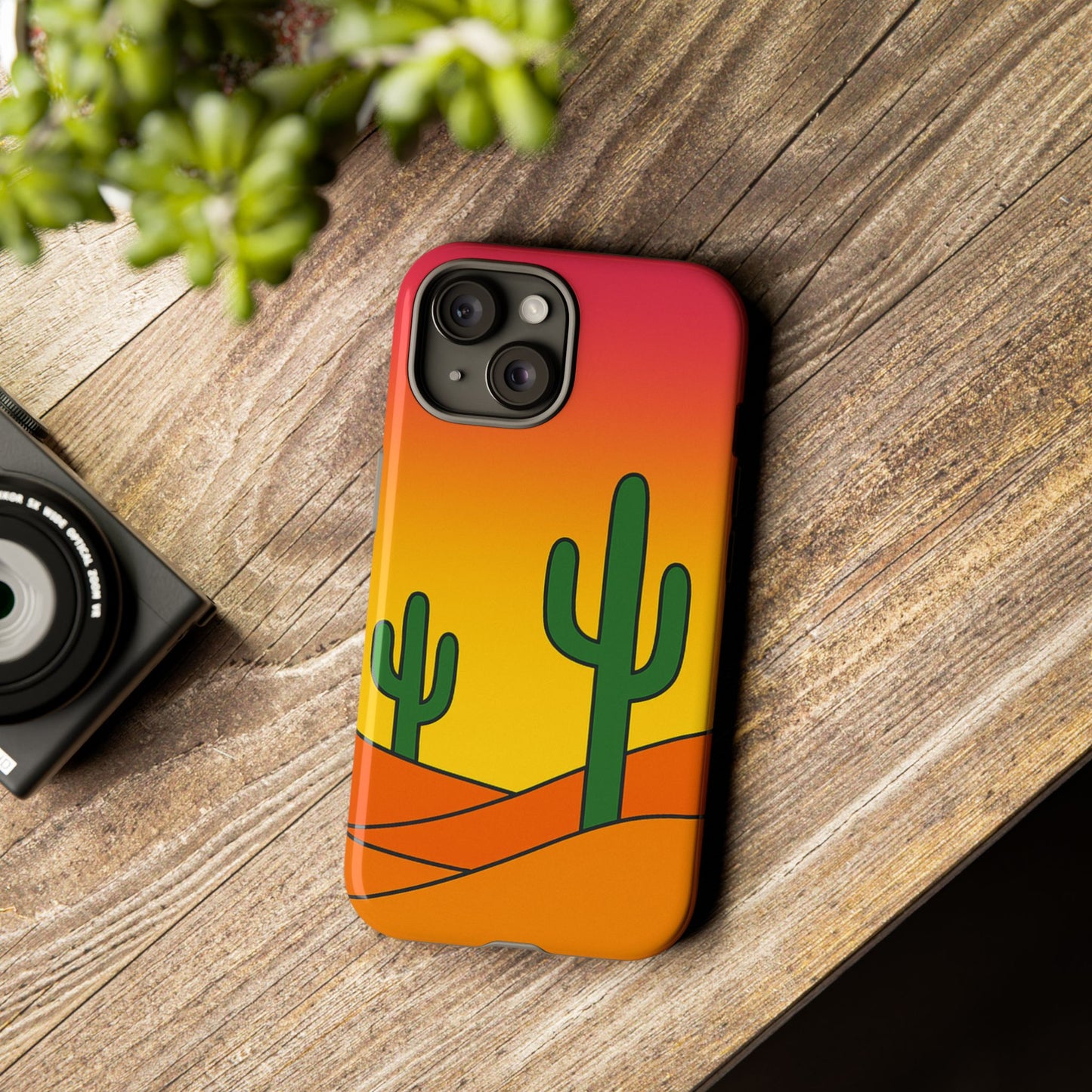 Desert Vibes Phone Case, Tough Cases, Cactus Design, Colorful Phone Cover, Summer Aesthetic, Unique Gift Idea
