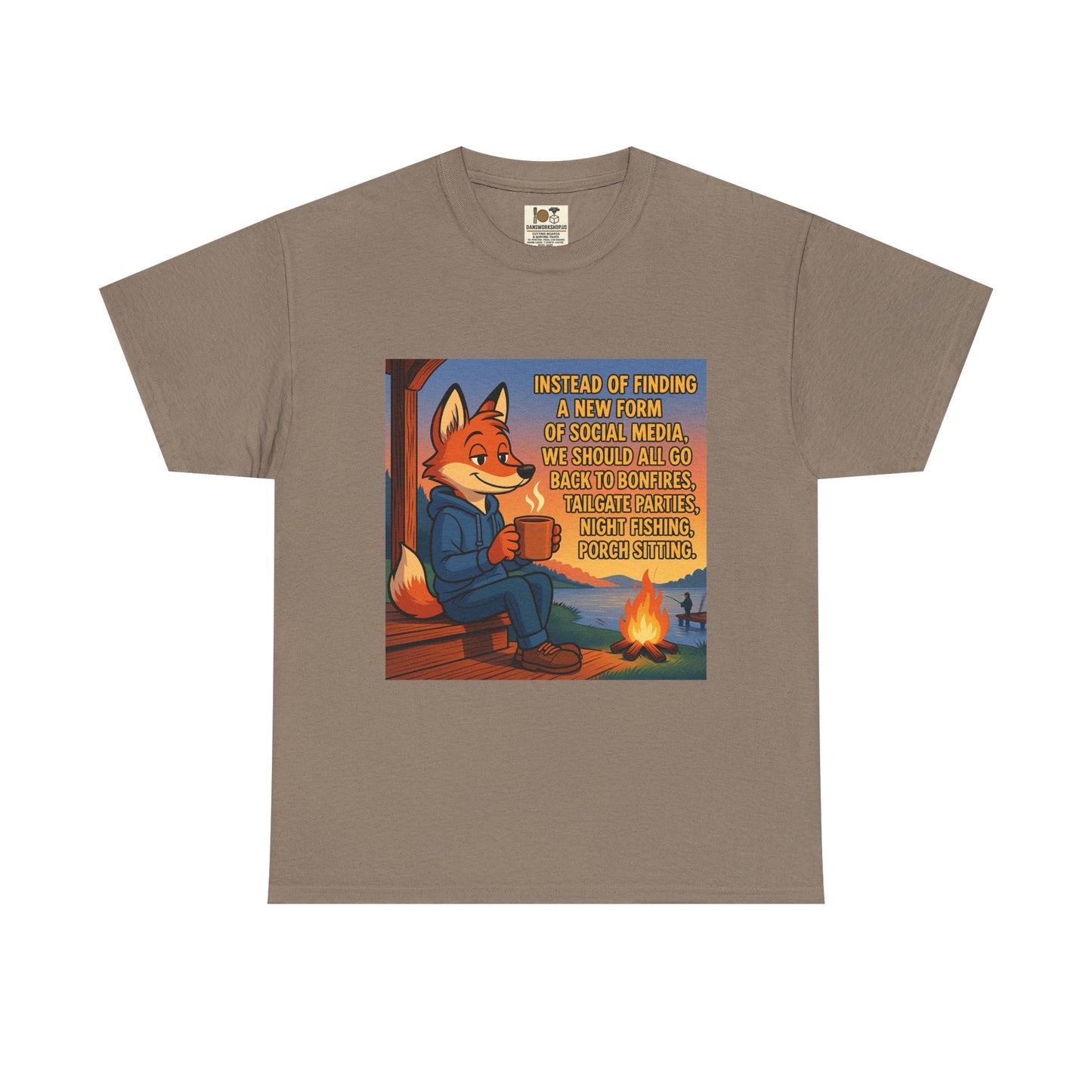 Cozy Campfire Fox Tee, Relaxing T-Shirt for Nature Lovers, Outdoor Adventure Shirt, Fox Lover Gift, Casual Cozy Wear
