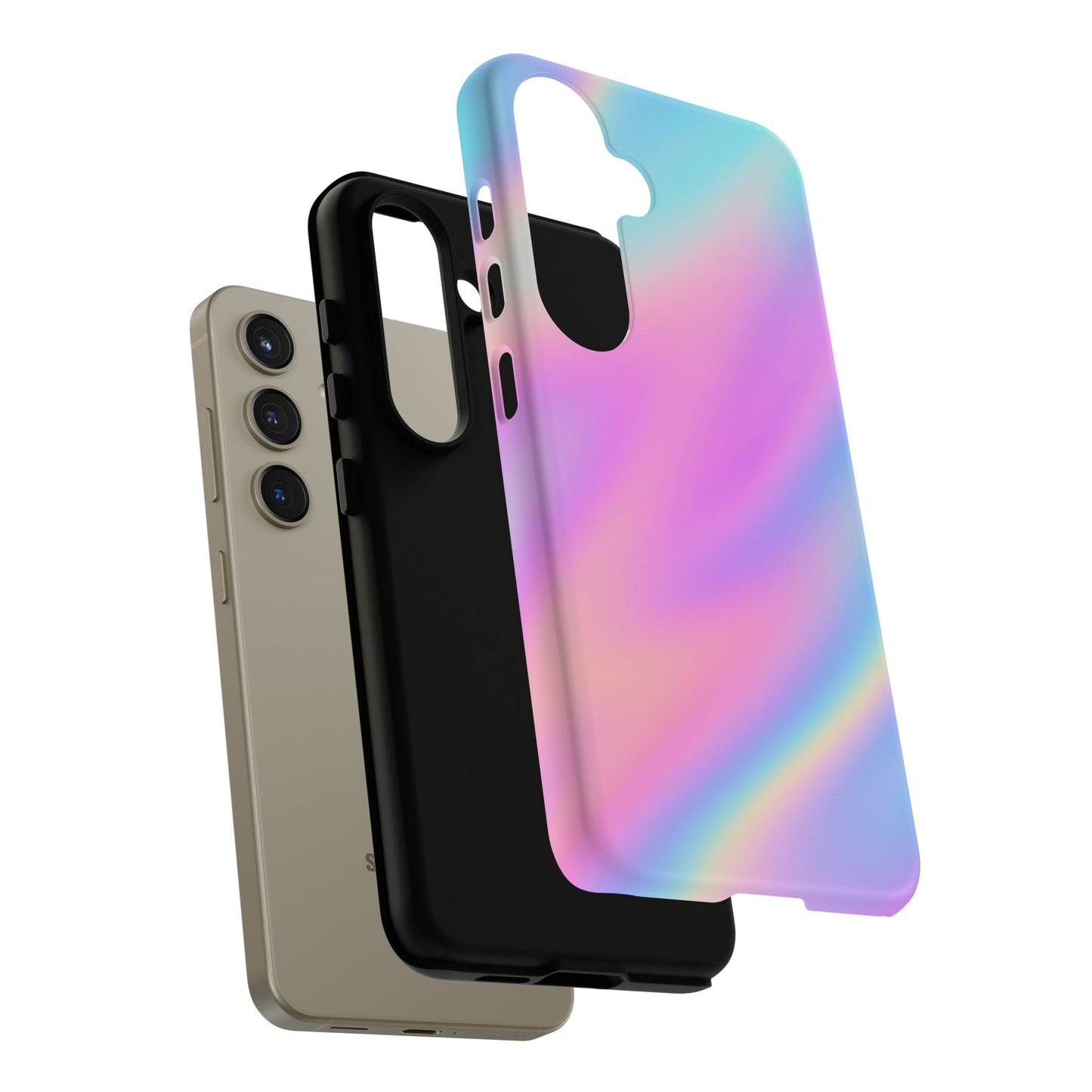 Colorful Holographic Phone Case, Tough Cases for iPhone, Trendy Phone Cover, Unique Gift for Her, Pastel Phone Accessory