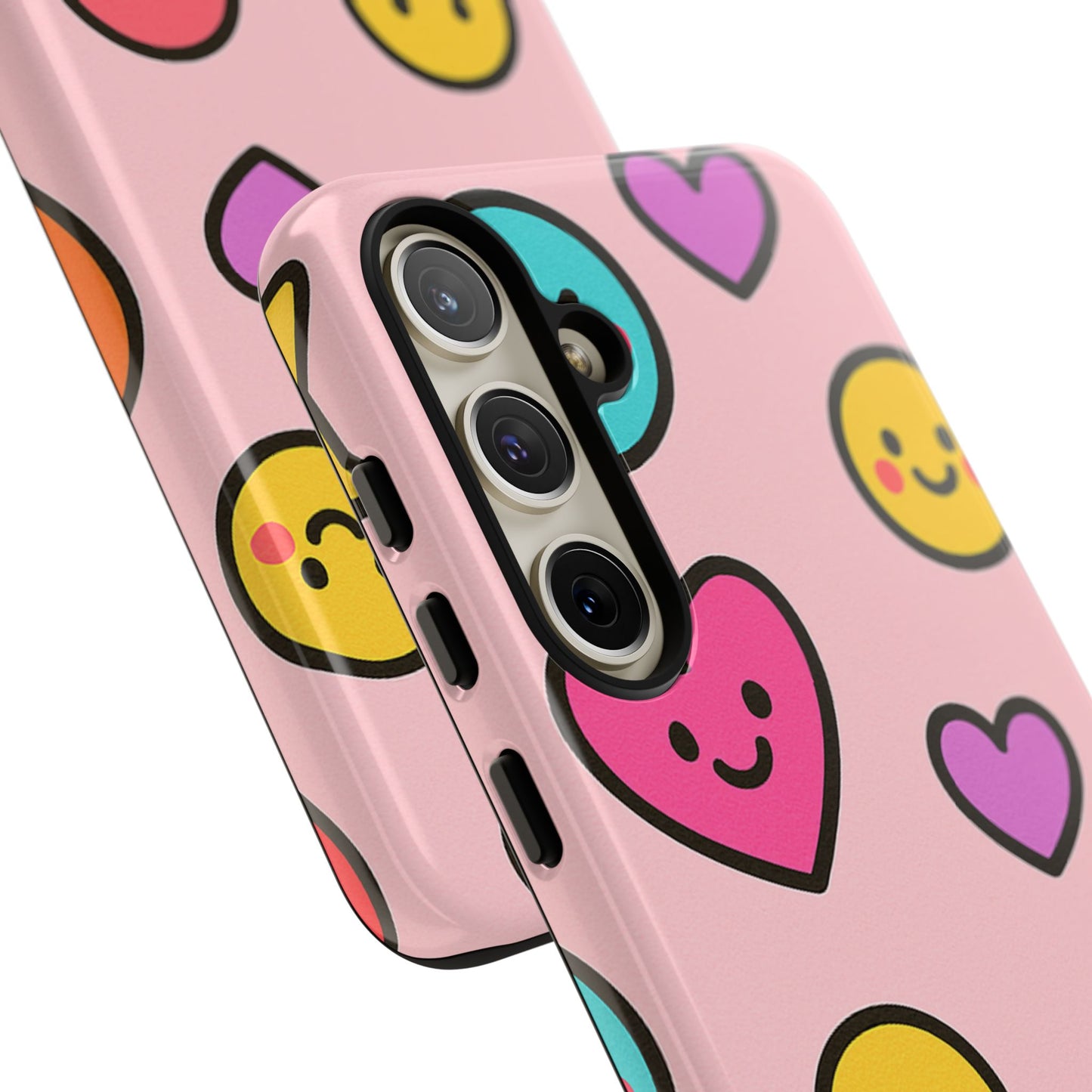 Cute Phone Case with Smiley Faces and Hearts, Fun Gift for Kids and Teens, Cellphone Protector, Birthday Present, Cute Accessories