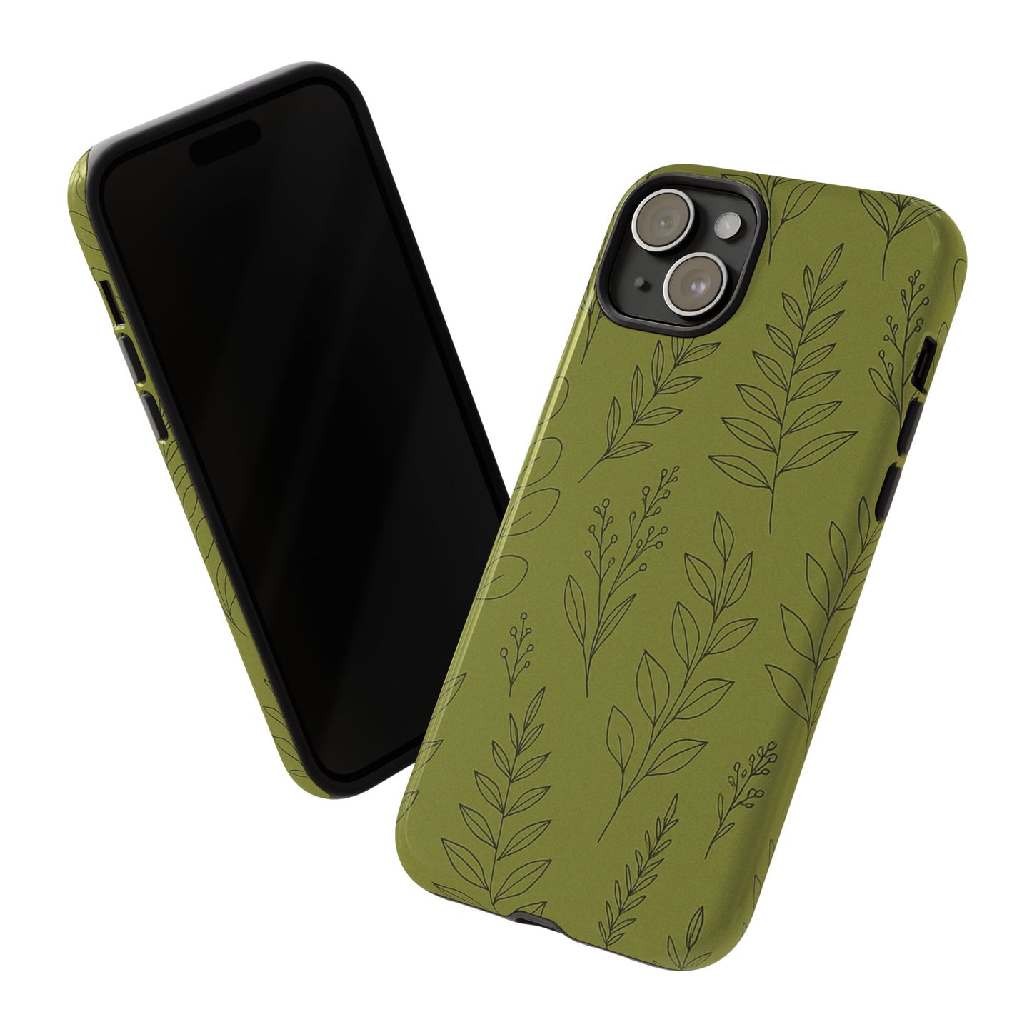 Stylish Phone Case, Botanical Design, Tough Phone Cover, Green Floral Case, Nature Inspired Gift, Eco-Friendly Accessory