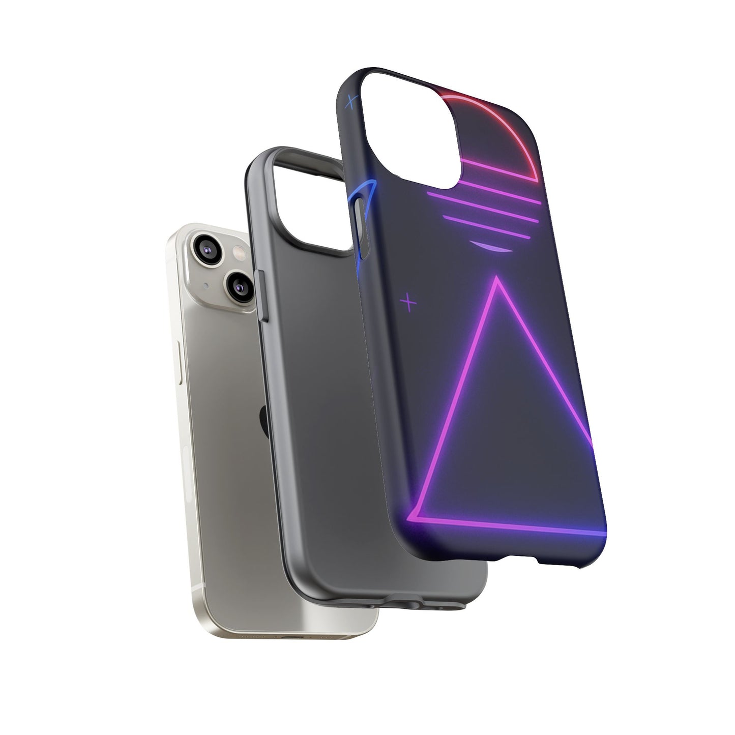 Retro Neon Phone Case, Tough Cases for iPhone, 80s Aesthetic Phone Cover, Abstract Neon Design, Gift for Tech Lovers