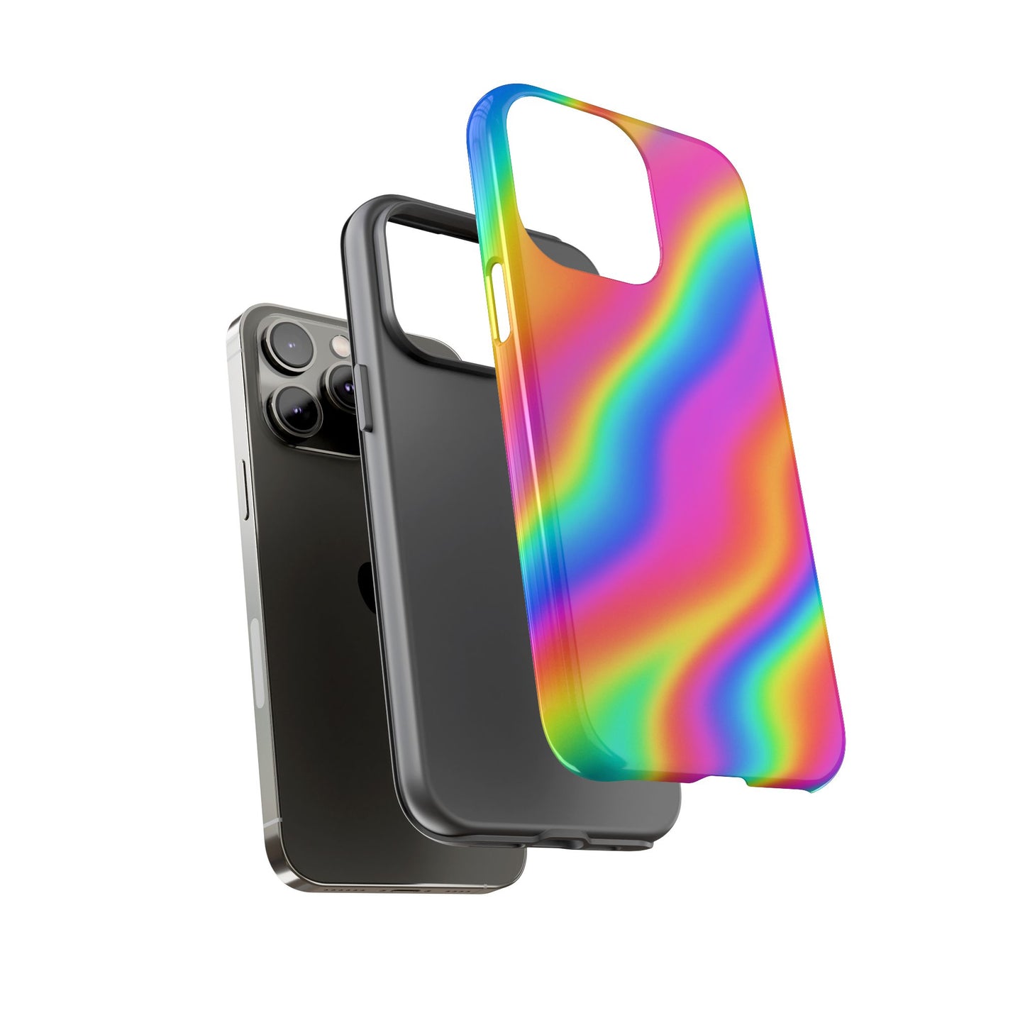 Rainbow Wavy Phone Case - Colorful Tough Cases for Stylish Protection, LGBTQ+ Pride Gift, Trendy Phone Accessory, Birthday, Holiday Present