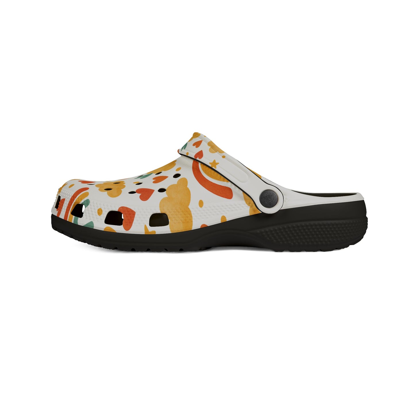 Vibrant EVA Foam Crocs – Fun Rainbow & Heart Design, Slip-On Comfort Shoes, Perfect for Summer Fun, Gardening, Holidays, Gifts