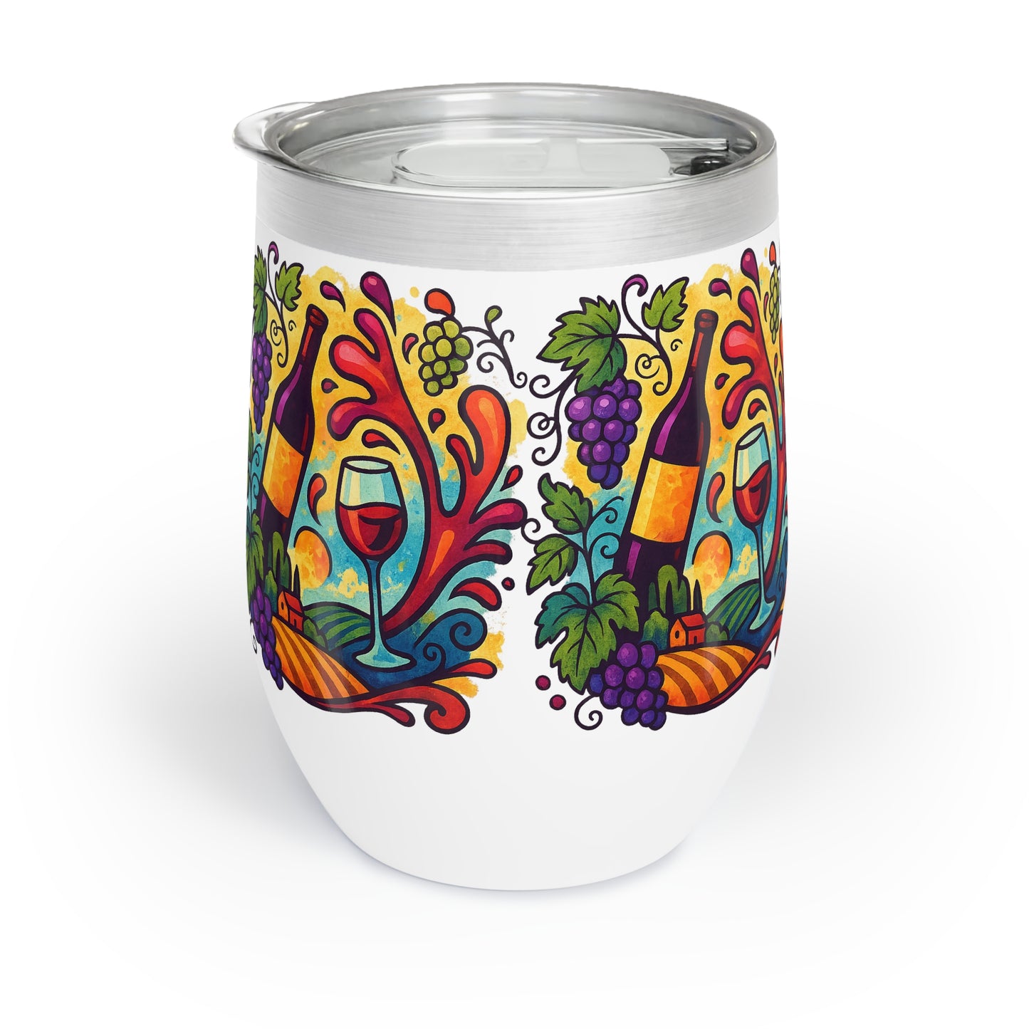 Vibrant Chill Wine Tumbler | Colorful Insulated Wine Cup for Outdoor Gatherings, Gifts, Celebrations, Picnics, and Wine Lovers