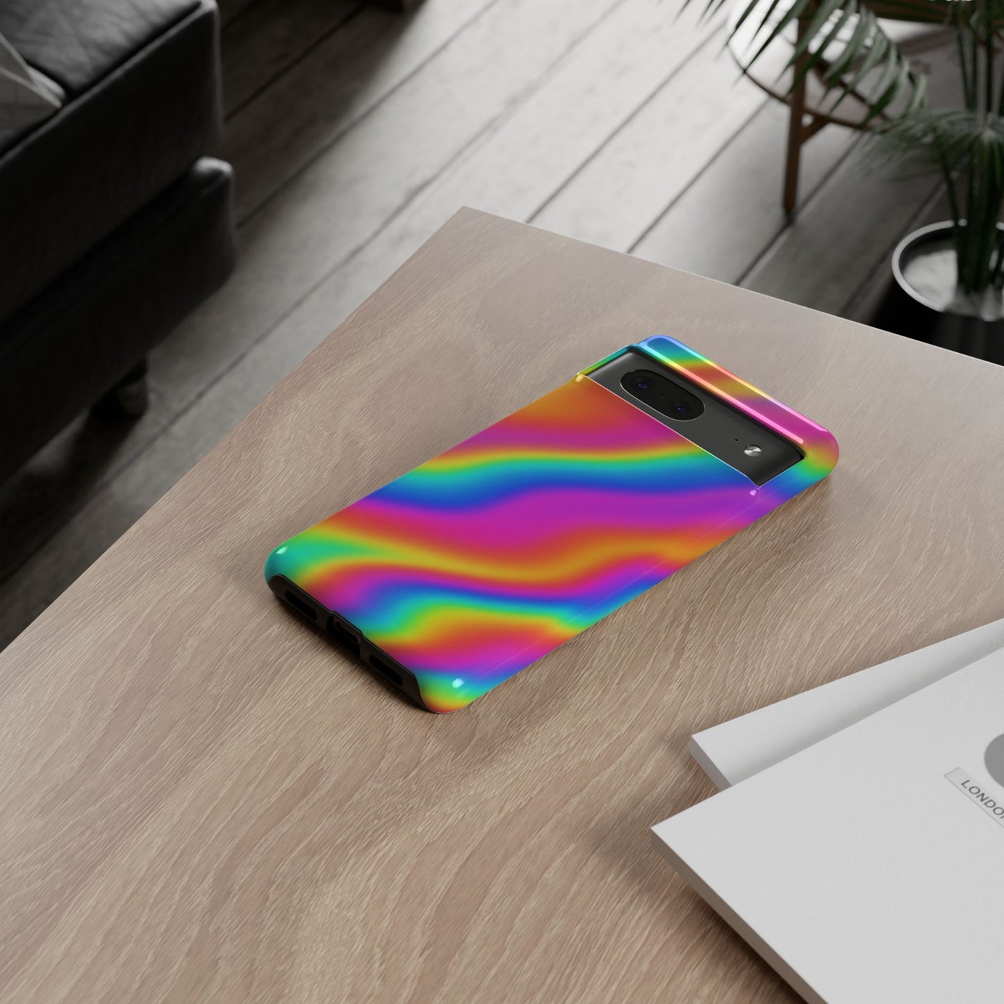 Rainbow Wavy Phone Case - Colorful Tough Cases for Stylish Protection, LGBTQ+ Pride Gift, Trendy Phone Accessory, Birthday, Holiday Present