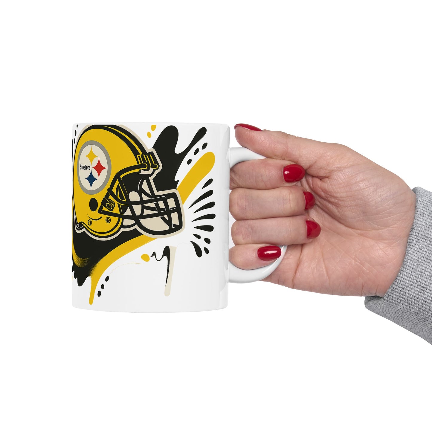 Steelers Football Ceramic Mug, 11oz or 15oz, Gift for Fans, Game Day Coffee Cup, Sports Decor