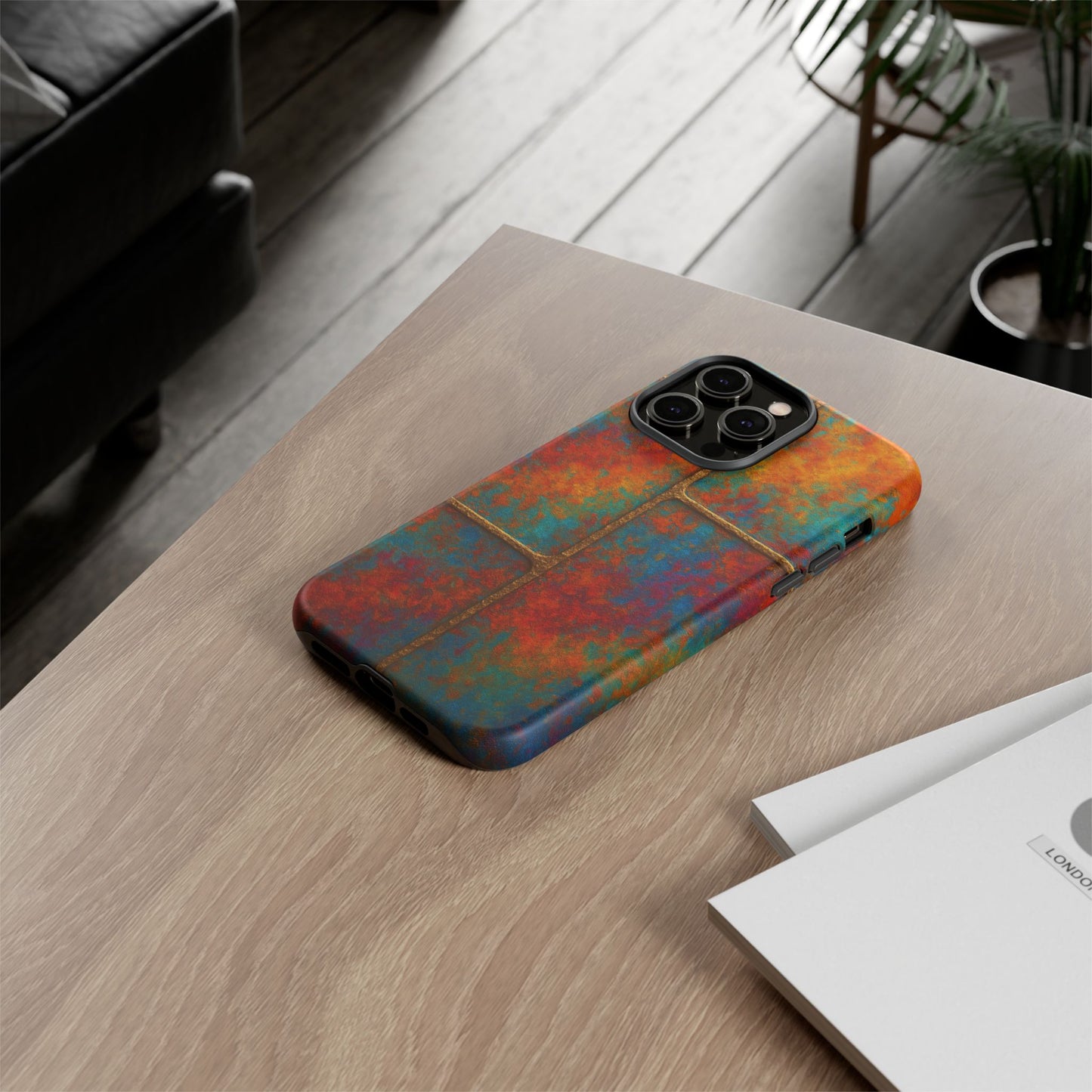 Colorful Textured Phone Case, Vibrant iPhone Cover, Tough Protective Shell, Unique Mobile Accessory, Artisan Phone Protection
