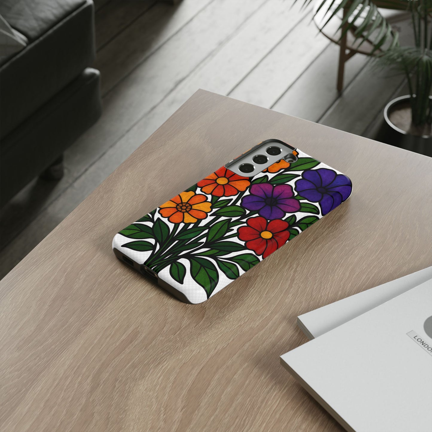 Floral Phone Case, Tough Cases with Colorful Flower Design, Gift for Flower Lovers, Summer Accessories, Trendy Phone Cover