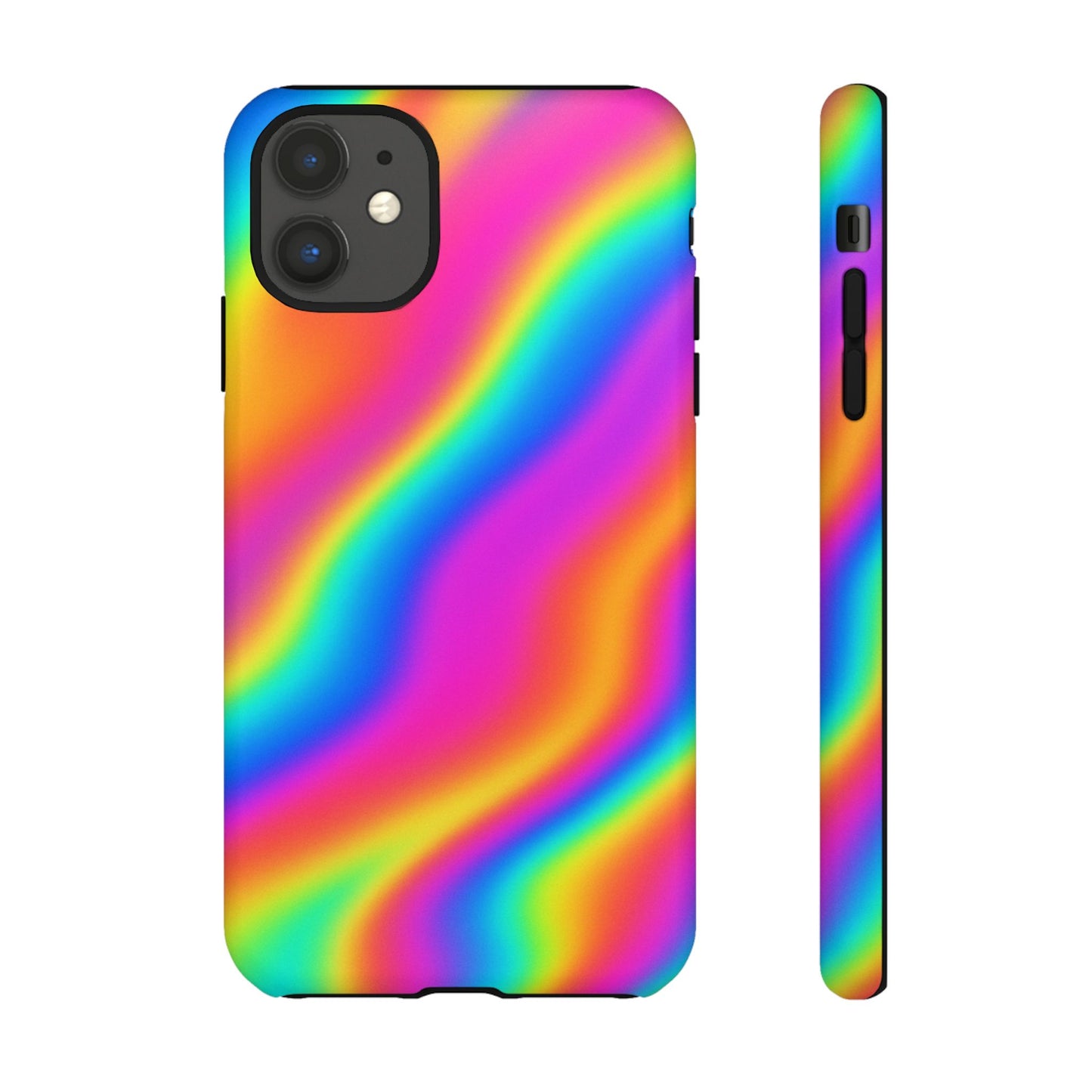 Rainbow Wavy Phone Case - Colorful Tough Cases for Stylish Protection, LGBTQ+ Pride Gift, Trendy Phone Accessory, Birthday, Holiday Present