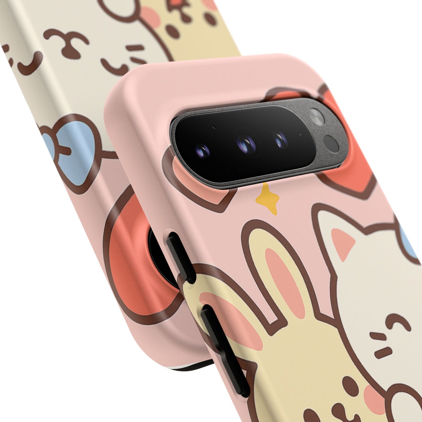Cute Animal Phone Case -Tough Cases with Bunny and Cat Design, Kawaii Gift for Kids, Birthday, Everyday Use, Phone Accessories, teenage girl