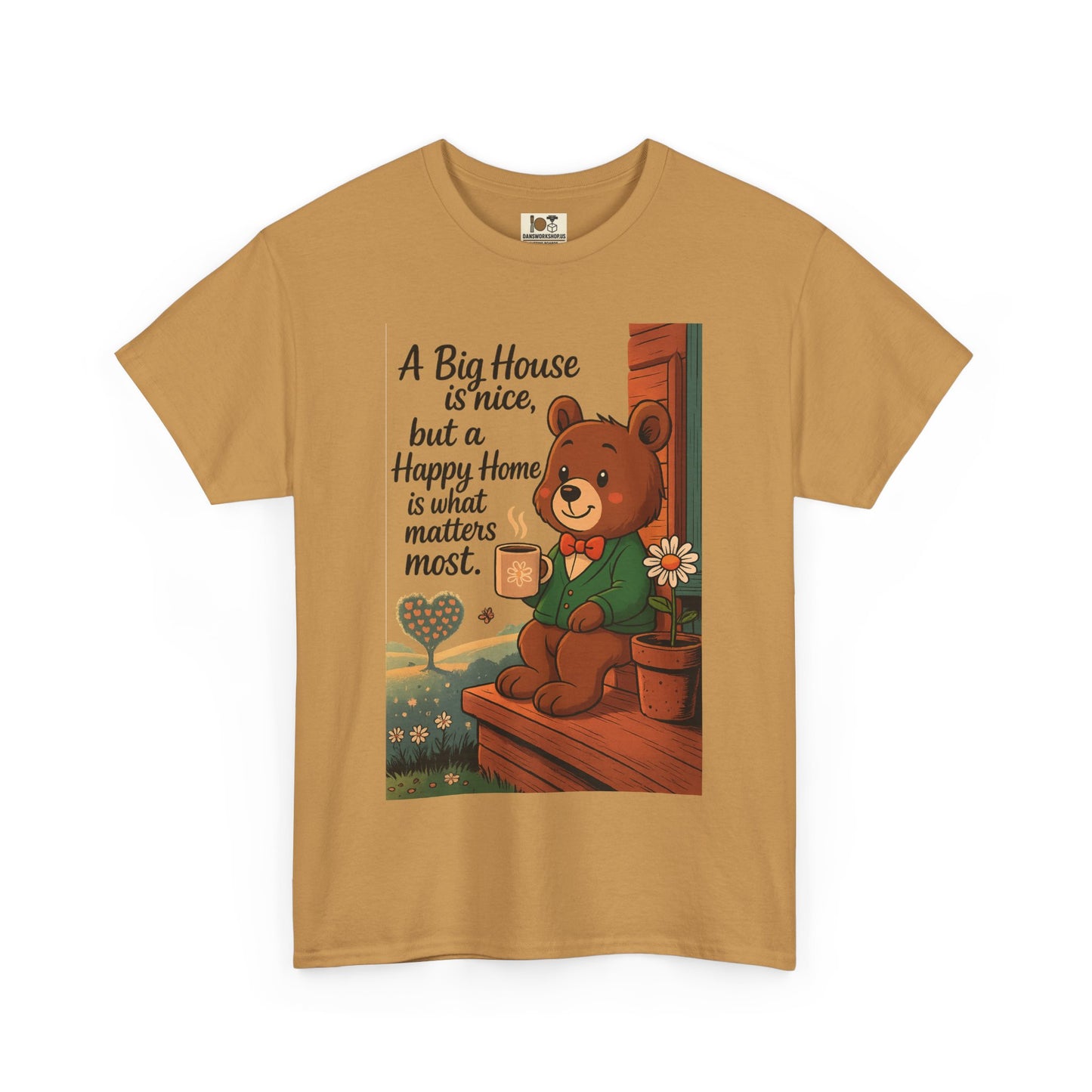Cozy Bear Graphic Tee | A Big House is Nice, Happy Home Matters | Unisex Cotton T-Shirt, Gift for Home Lovers, Family, Friends, Birthdays