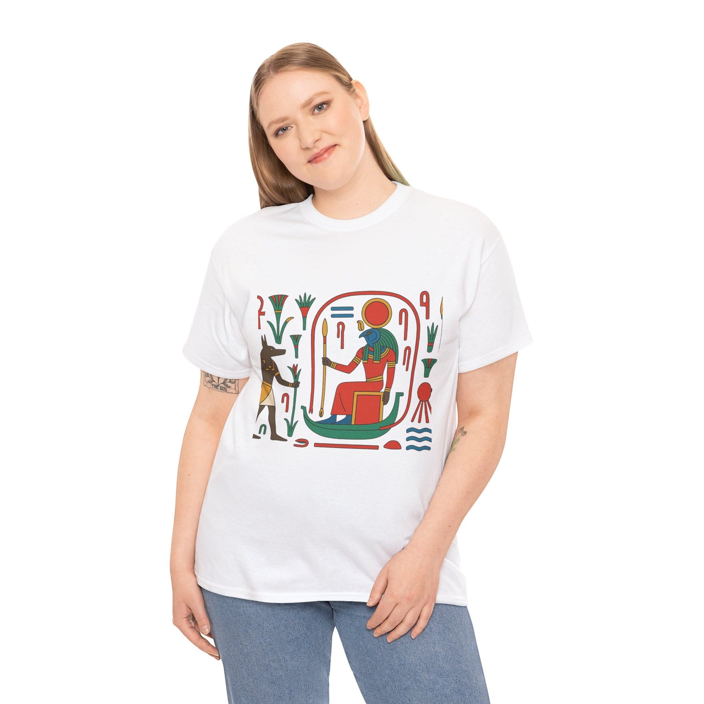 Egyptian Mythology Unisex Heavy Cotton Tee, Graphic T-Shirt, Vintage Style, Unique Gift, Summer Fashion, Casual Wear, Graphic Tee, Egyptian