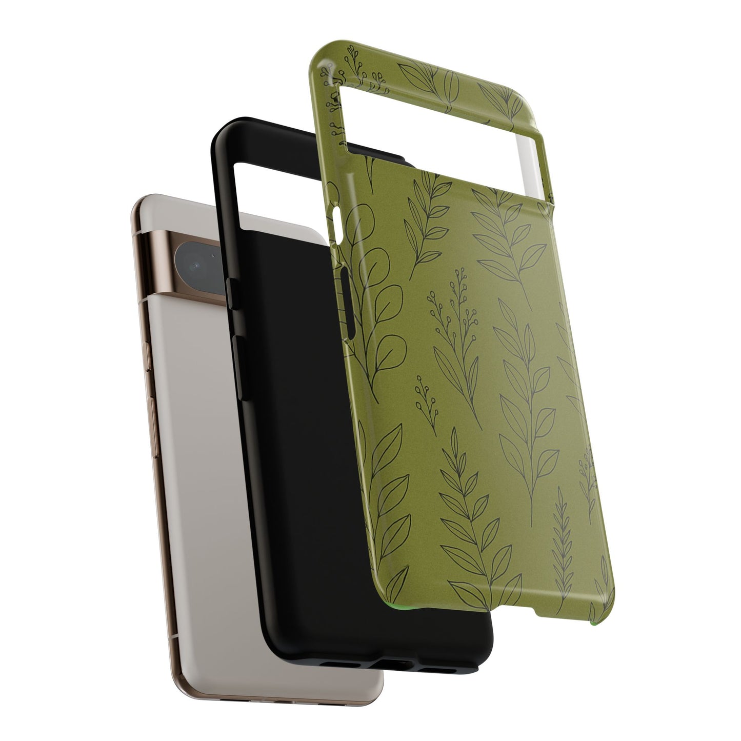 Stylish Phone Case, Botanical Design, Tough Phone Cover, Green Floral Case, Nature Inspired Gift, Eco-Friendly Accessory