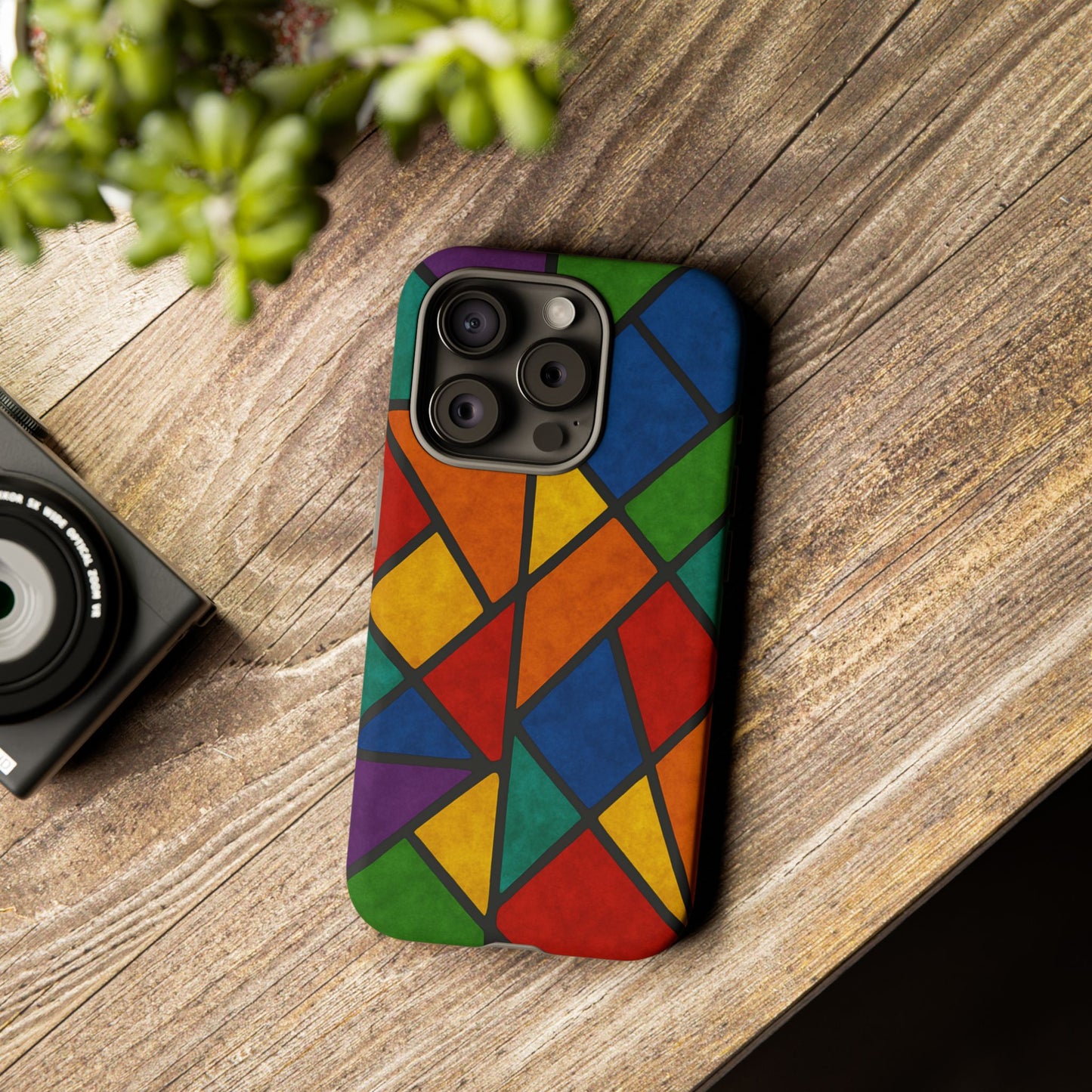 Colorful Phone Case, Stained Glass Pattern, Artistic Phone Cover, Unique Smartphone Protection, Vibrant Gift for All Occasions
