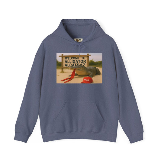 Welcome to Alligator Alcatraz Hoodie, Fun Graphic Sweatshirt, Unisex Hooded Sweatshirt, Casual Wear, Gift for Nature Lovers, ALLIGATOR ALCATRAZ, TRUMP