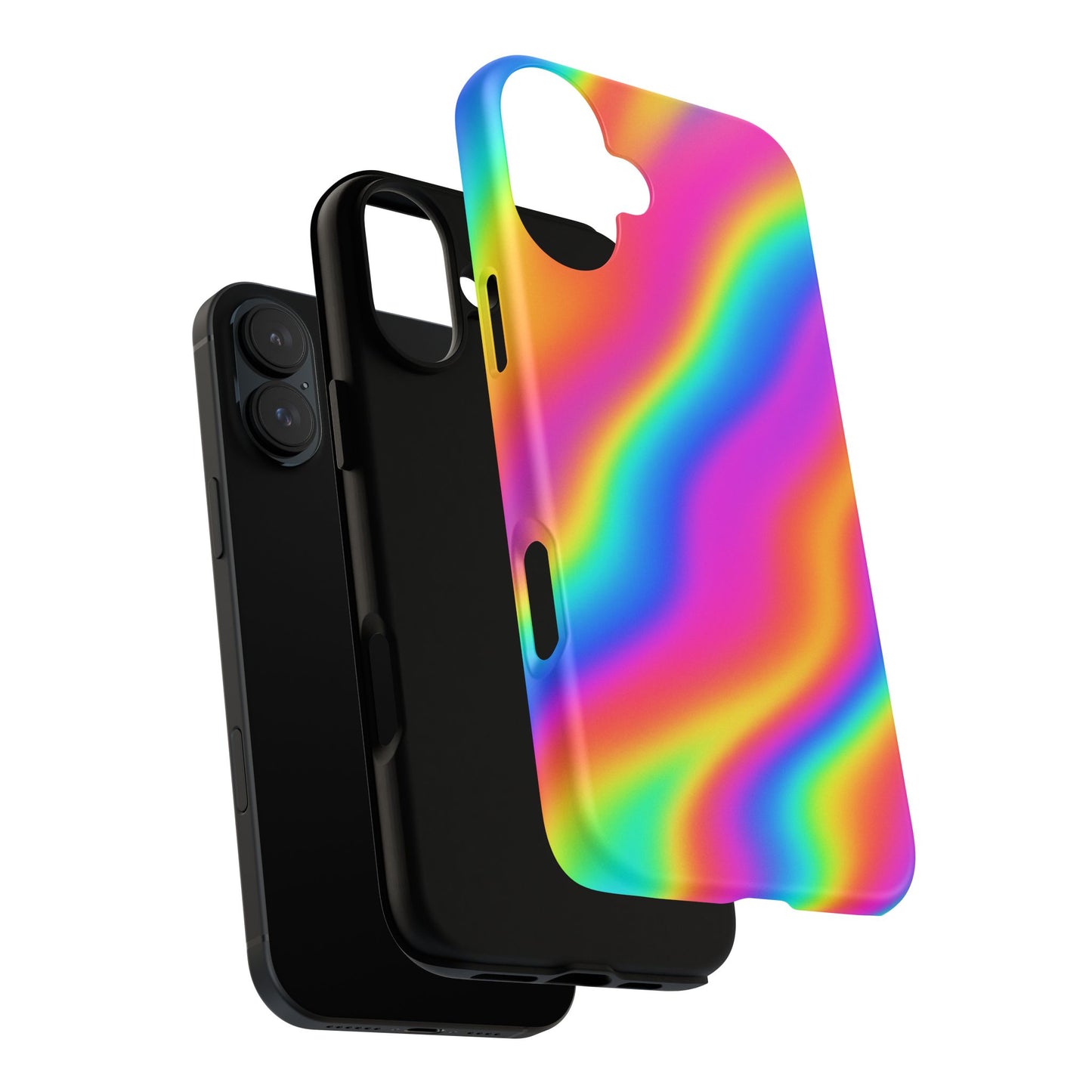 Rainbow Wavy Phone Case - Colorful Tough Cases for Stylish Protection, LGBTQ+ Pride Gift, Trendy Phone Accessory, Birthday, Holiday Present