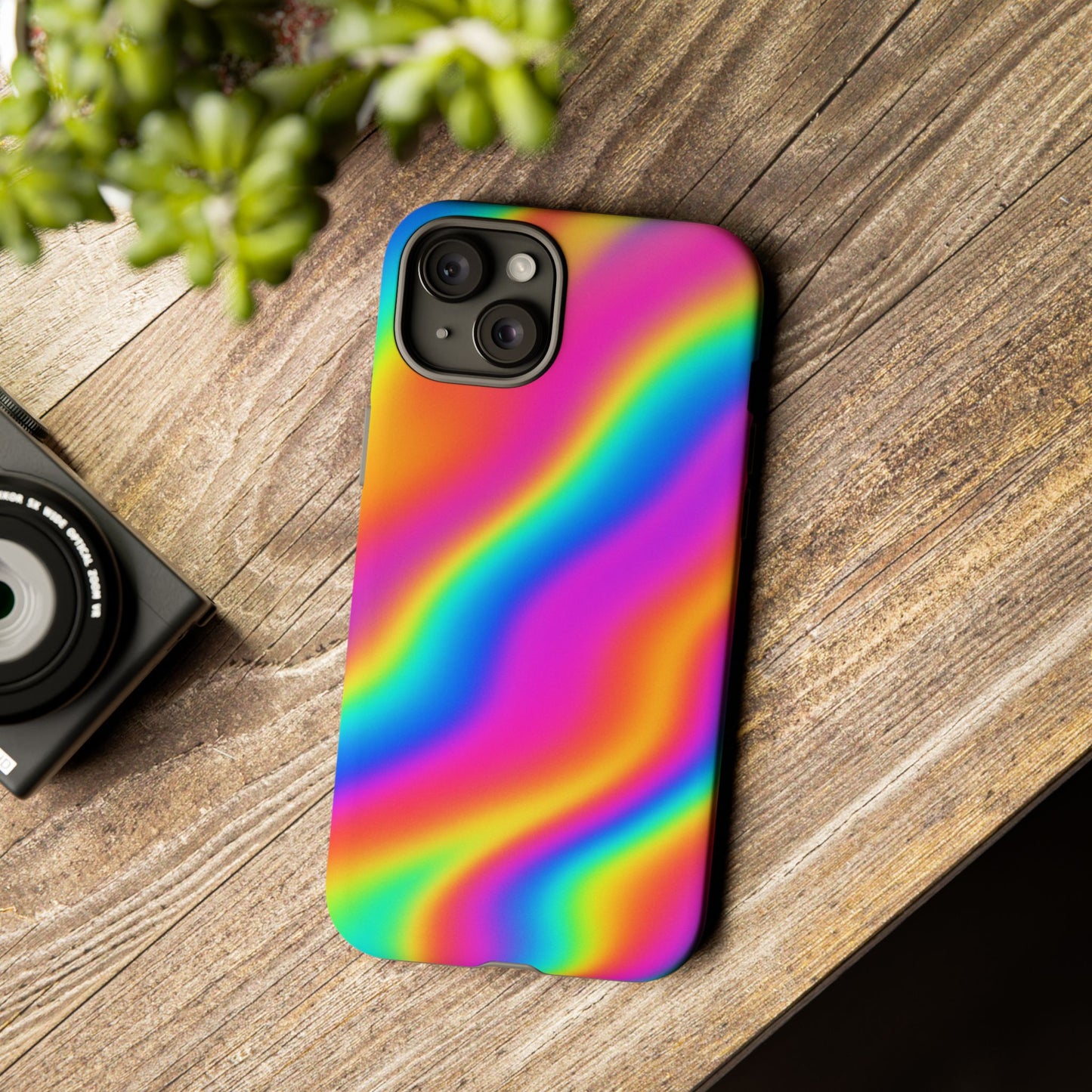 Rainbow Wavy Phone Case - Colorful Tough Cases for Stylish Protection, LGBTQ+ Pride Gift, Trendy Phone Accessory, Birthday, Holiday Present