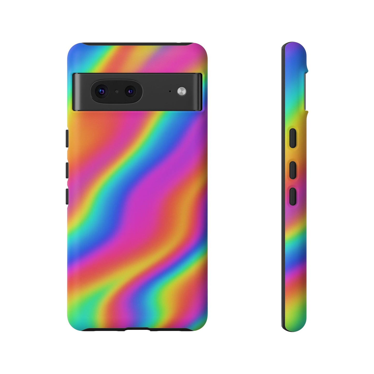 Rainbow Wavy Phone Case - Colorful Tough Cases for Stylish Protection, LGBTQ+ Pride Gift, Trendy Phone Accessory, Birthday, Holiday Present