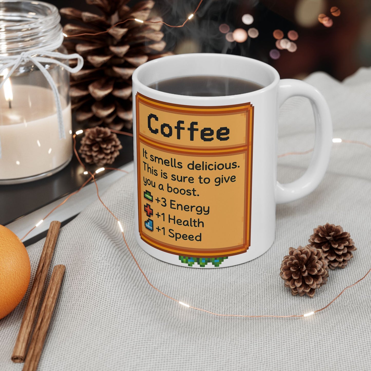 Cozy Game-Inspired Ceramic Mug, Perfect for Coffee Lovers, Gift for Gamers, Fun Kitchen Decor, Video Game Enthusiast Mug