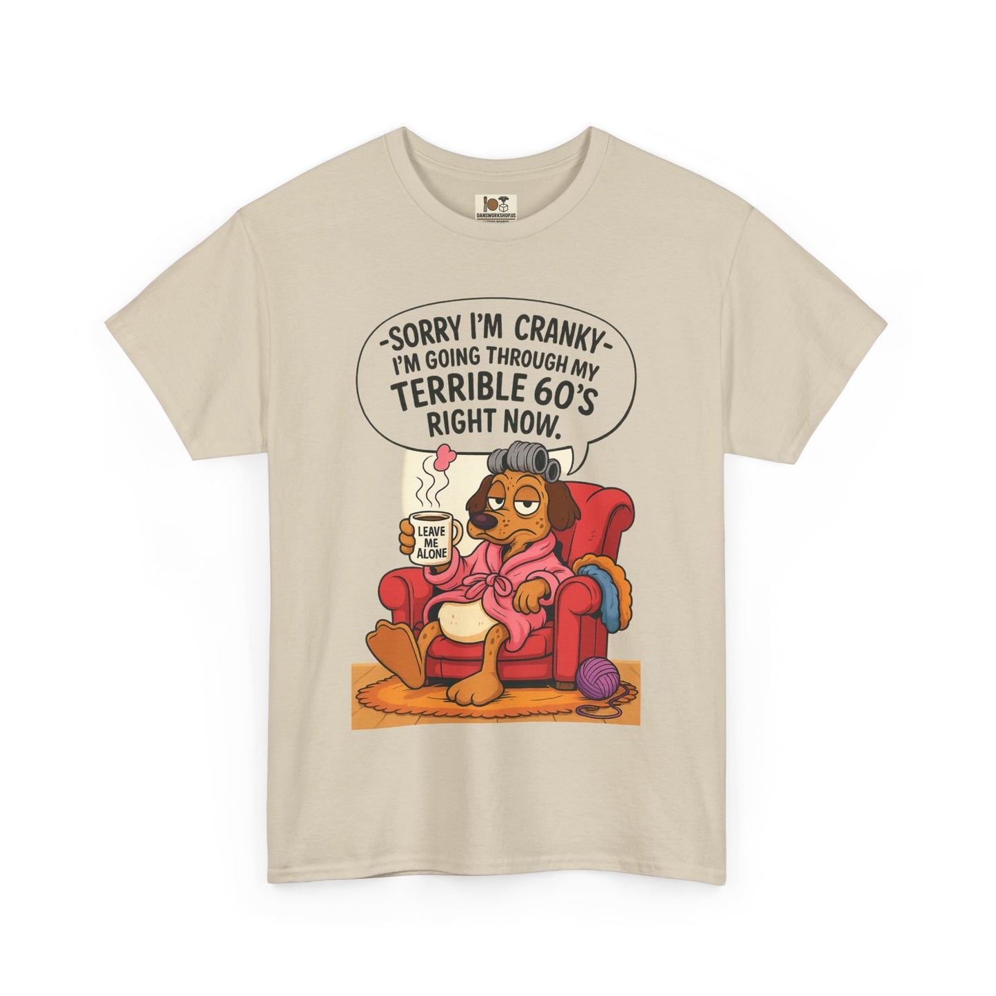 Funny Cranky 60s Unisex Heavy Cotton Tee, Gift for 60th Birthday, 60s Humor Shirt, Quirky Tee, Casual Wear, Everyday Comfort