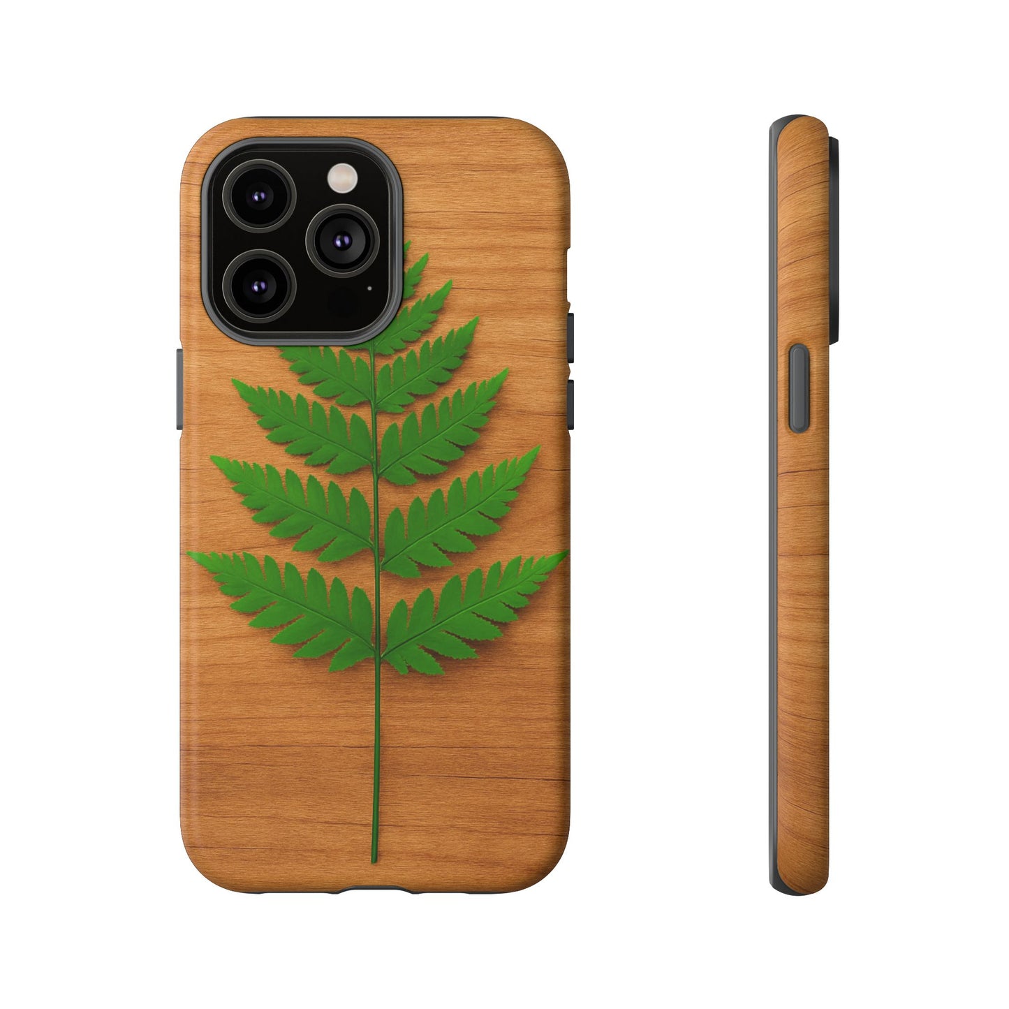 Wooden Fern Phone Case - Eco-Friendly Tough Cases for Nature Lovers, Unique Gift, Customizable Design, Nature-Themed Accessories