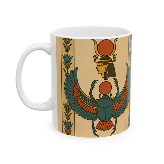 Artistic Egyptian Inspired Ceramic Mug, Unique Coffee Mug, Tea Lover Gift, Home Decor, Unique Birthday Gift, 11oz or 15oz