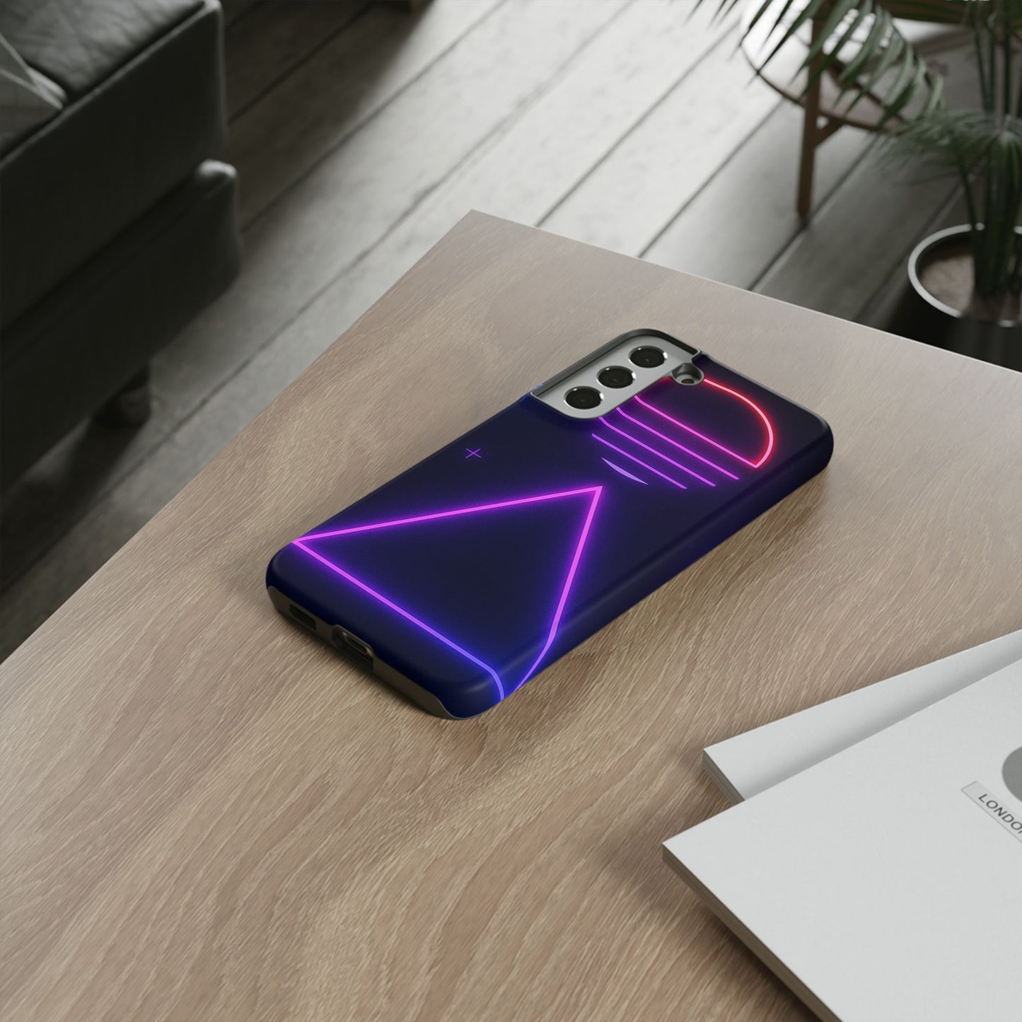Retro Neon Phone Case, Tough Cases for iPhone, 80s Aesthetic Phone Cover, Abstract Neon Design, Gift for Tech Lovers