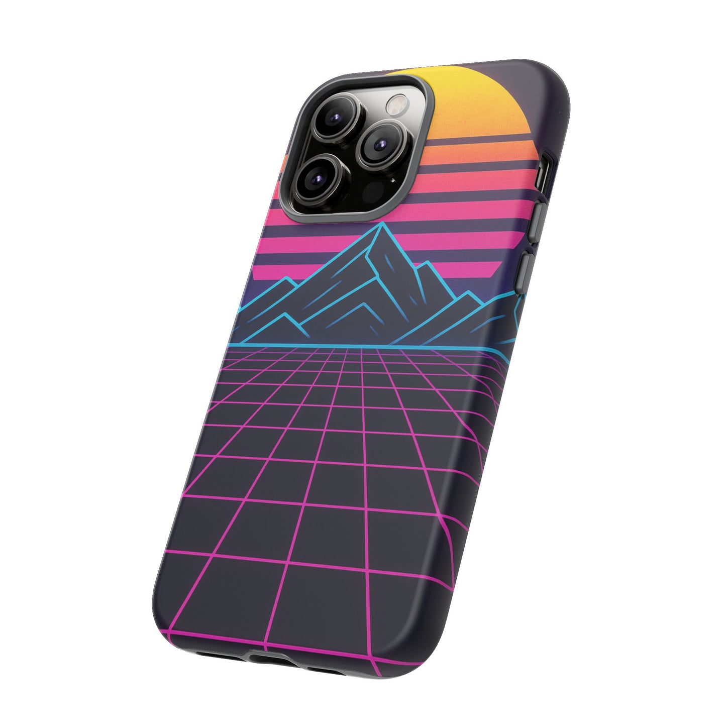 Retro Sunset Phone Case, Vintage Neon Case, 80s Aesthetic Cover, Gift for Tech Lovers, Unique Phone Accessories