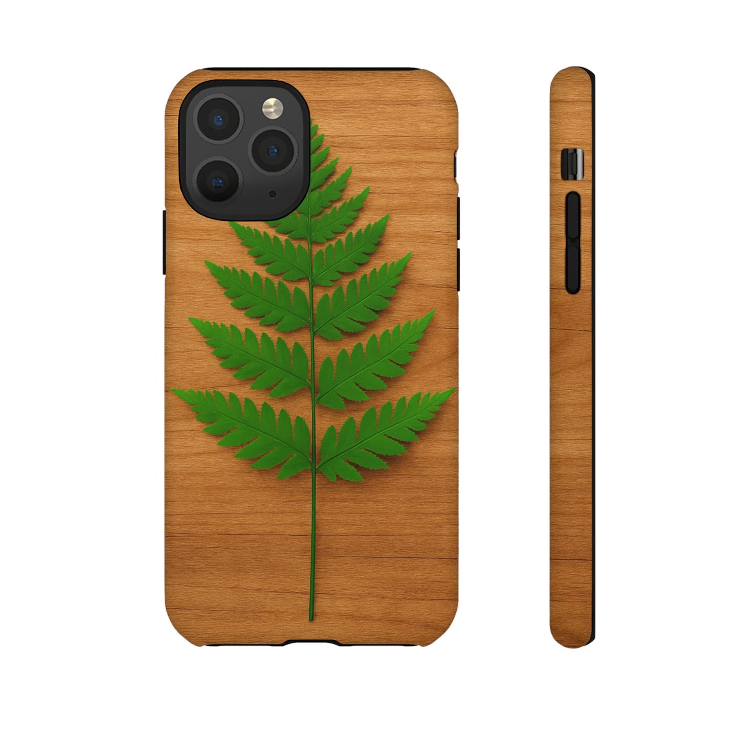 Wooden Fern Phone Case - Eco-Friendly Tough Cases for Nature Lovers, Unique Gift, Customizable Design, Nature-Themed Accessories