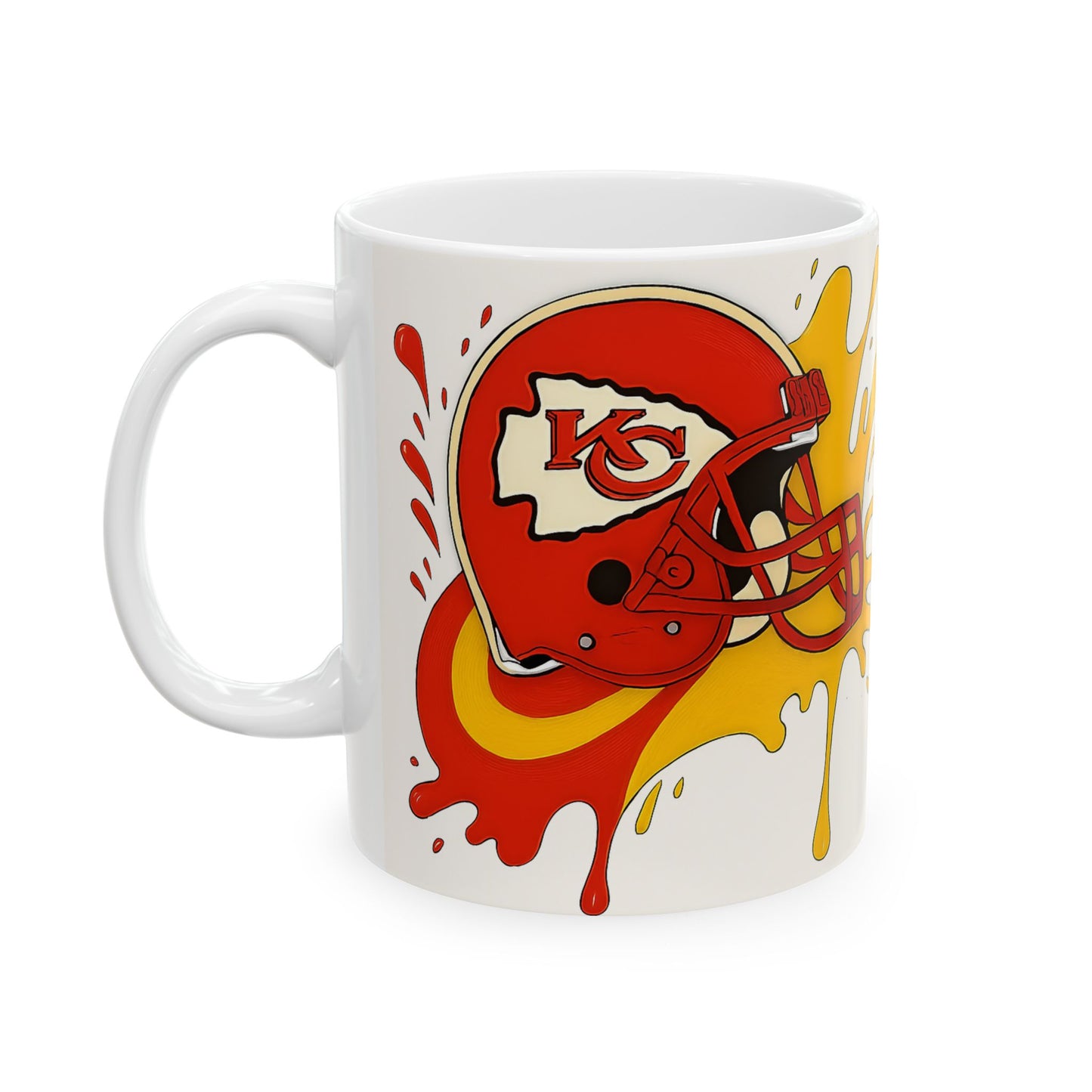 Kansas City Football Mug, Team Spirit Coffee Cup, Sports Fan Gift, NFL Ceramics, Game Day Mug, Red and Gold Design