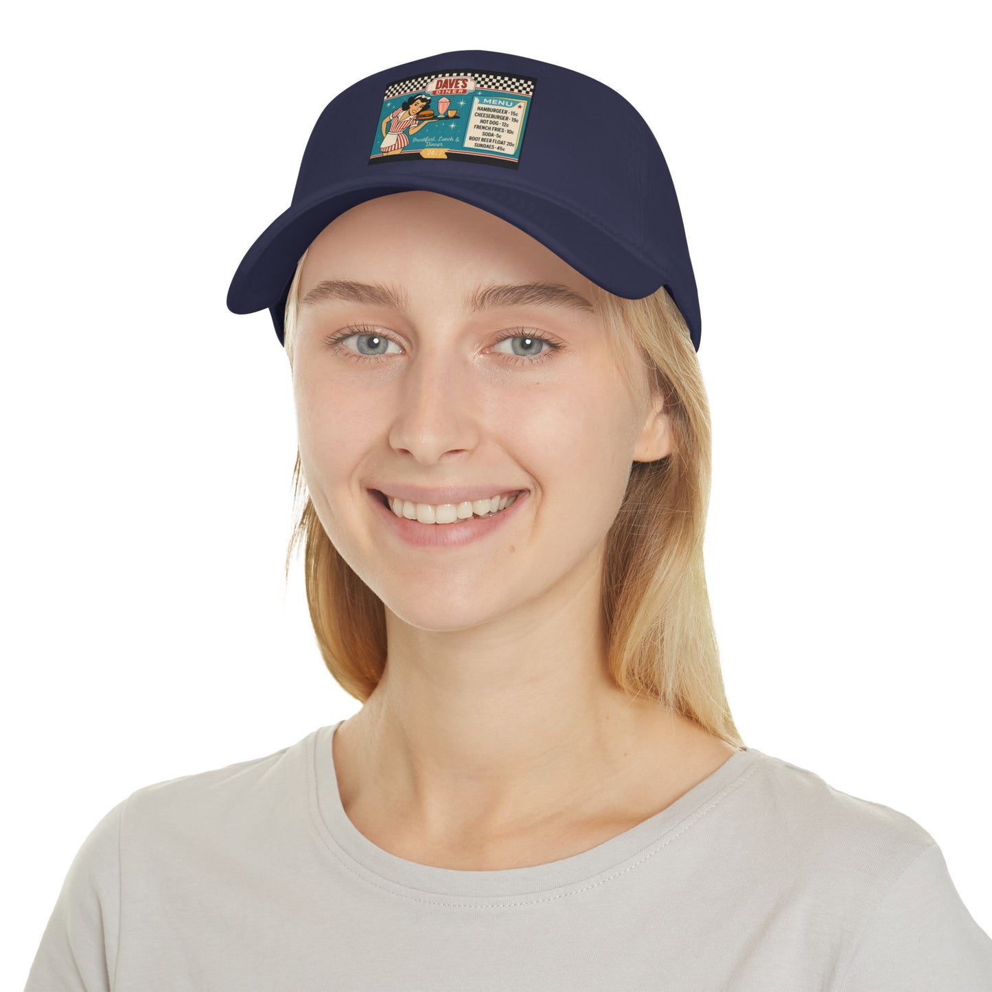 Retro Diner Low Profile Baseball Cap | Vintage Style Cap, Unisex Gift, Casual Headwear, Fun Accessory, Summer Vibes