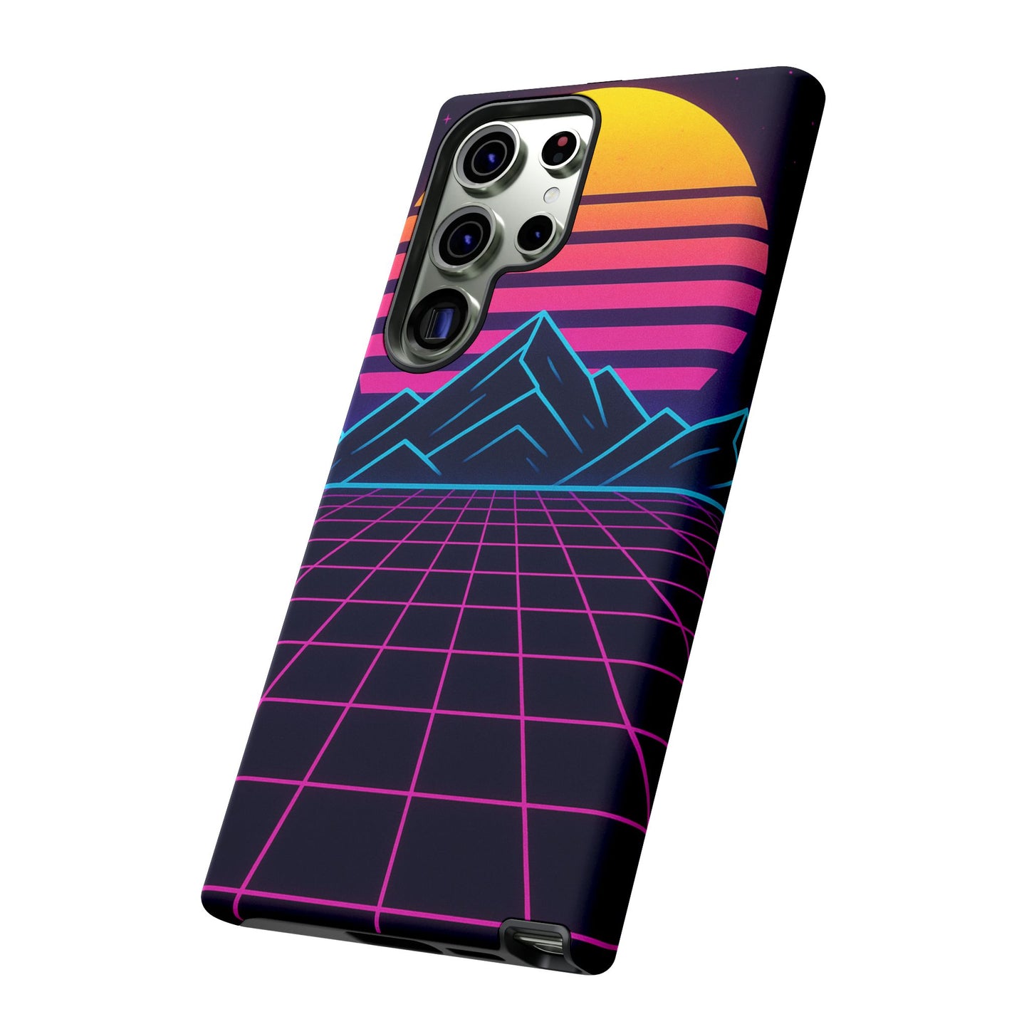 Retro Sunset Phone Case, Vintage Neon Case, 80s Aesthetic Cover, Gift for Tech Lovers, Unique Phone Accessories