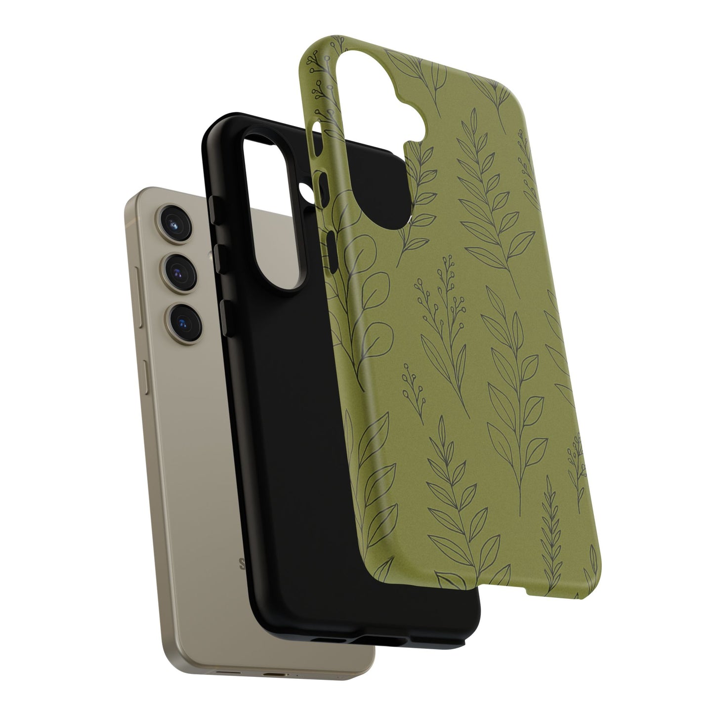 Stylish Phone Case, Botanical Design, Tough Phone Cover, Green Floral Case, Nature Inspired Gift, Eco-Friendly Accessory