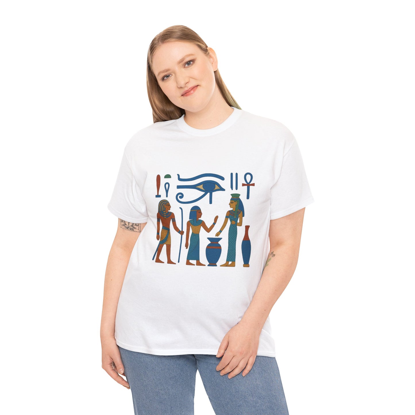 Ancient Egyptian Themed Unisex Heavy Cotton Tee, Casual Shirt for History Lovers, Graphic Tee, Gift for Archaeology Enthusiasts, Egyptian