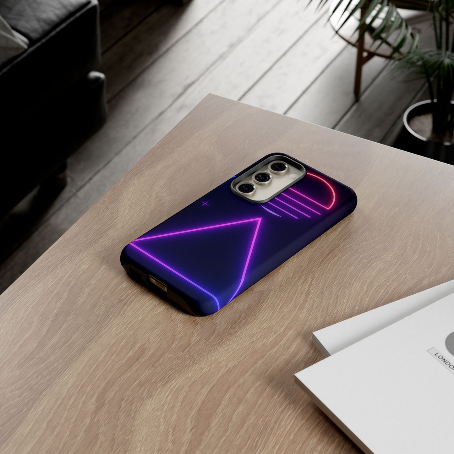 Retro Neon Phone Case, Tough Cases for iPhone, 80s Aesthetic Phone Cover, Abstract Neon Design, Gift for Tech Lovers