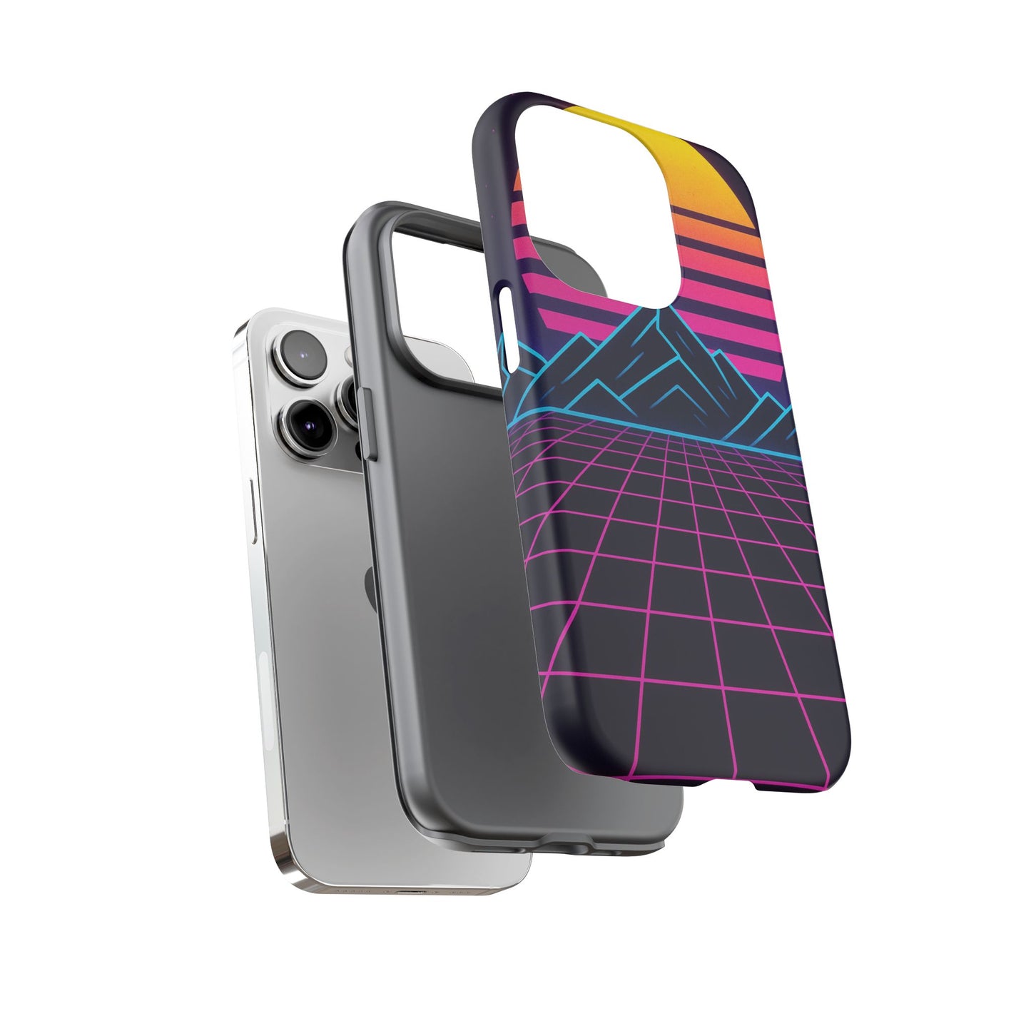 Retro Sunset Phone Case, Vintage Neon Case, 80s Aesthetic Cover, Gift for Tech Lovers, Unique Phone Accessories