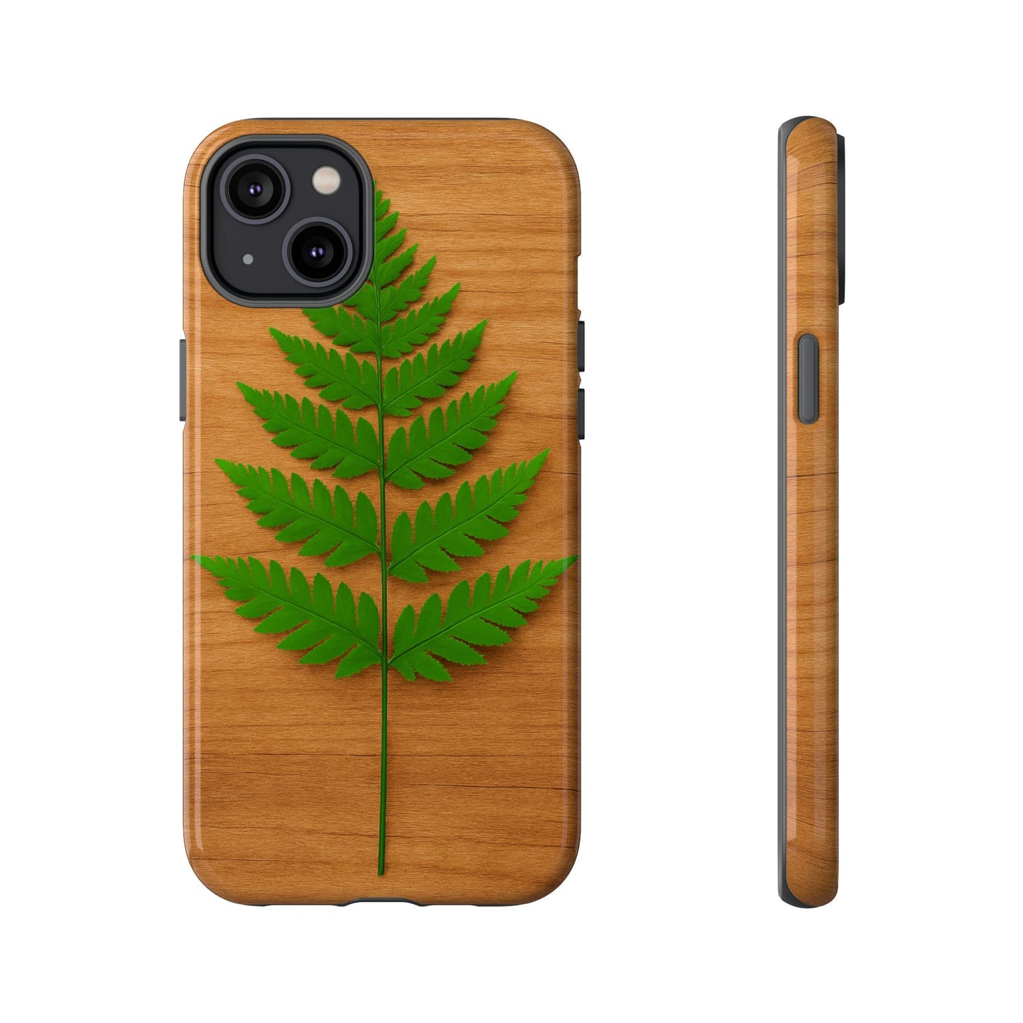 Wooden Fern Phone Case - Eco-Friendly Tough Cases for Nature Lovers, Unique Gift, Customizable Design, Nature-Themed Accessories