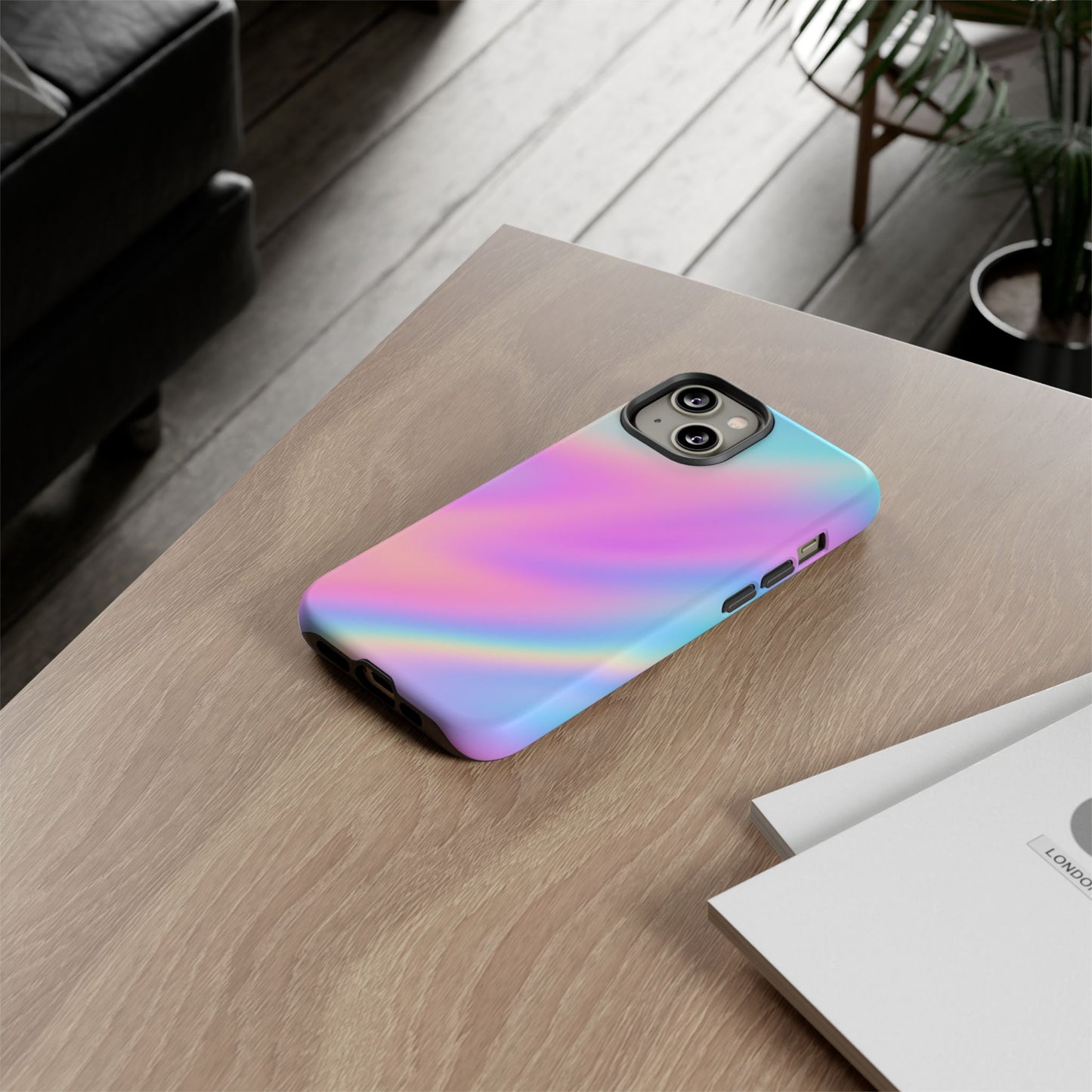Colorful Holographic Phone Case, Tough Cases for iPhone, Trendy Phone Cover, Unique Gift for Her, Pastel Phone Accessory