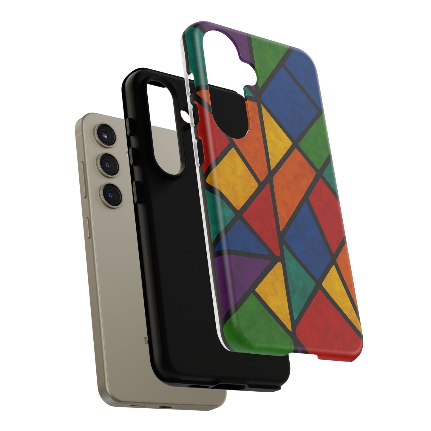 Colorful Phone Case, Stained Glass Pattern, Artistic Phone Cover, Unique Smartphone Protection, Vibrant Gift for All Occasions
