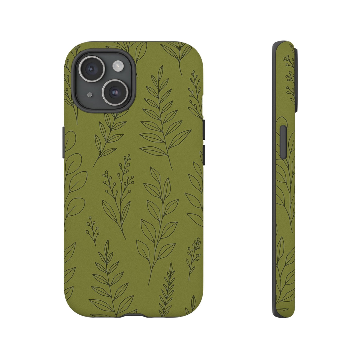 Stylish Phone Case, Botanical Design, Tough Phone Cover, Green Floral Case, Nature Inspired Gift, Eco-Friendly Accessory