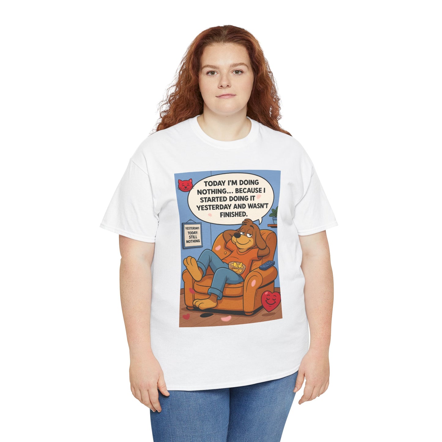 Chill Vibes Graphic Tee - Unisex Heavy Cotton Shirt for Lazy Days and Pet Lovers